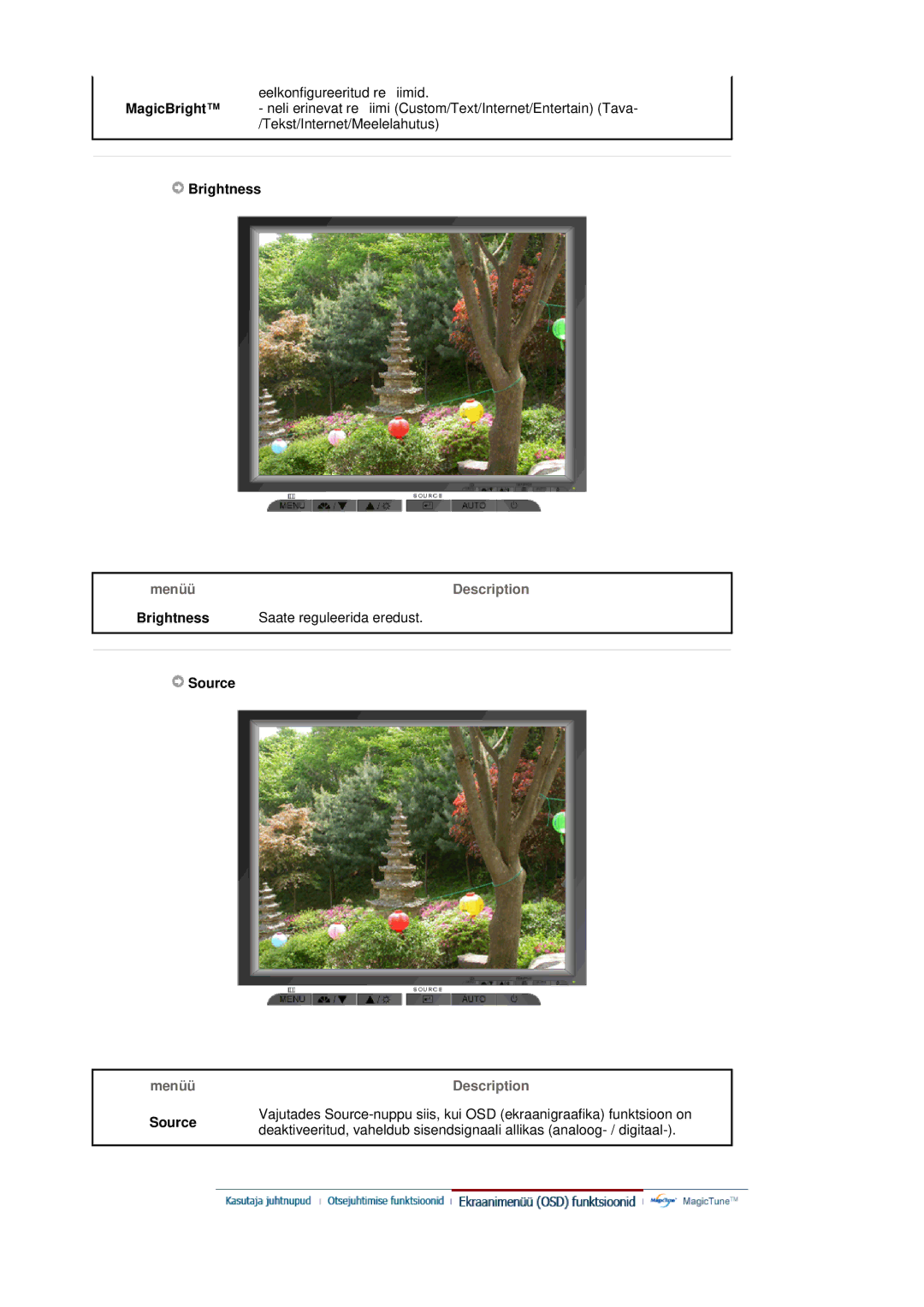 Samsung LS19MJQTSQ/EDC manual Brightness, Source 