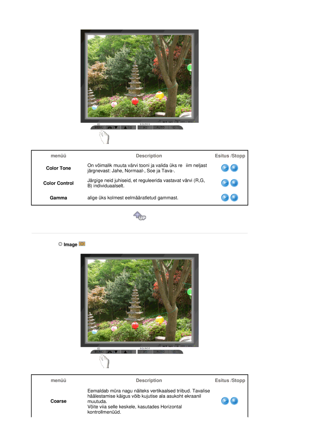 Samsung LS19MJQTSQ/EDC manual Menüü, Color Tone Color Control Gamma 