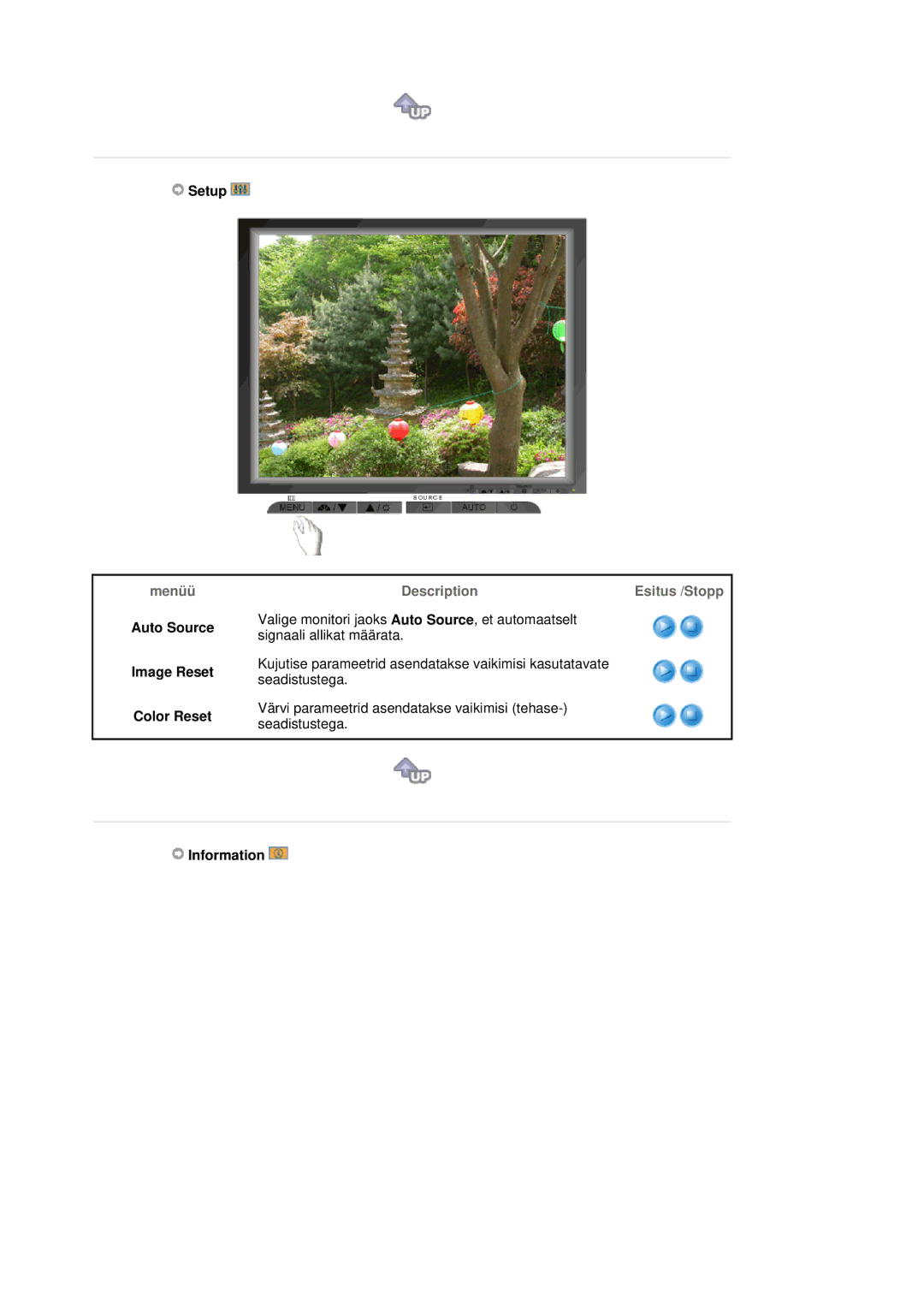 Samsung LS19MJQTSQ/EDC manual Setup, Auto Source Image Reset Color Reset 