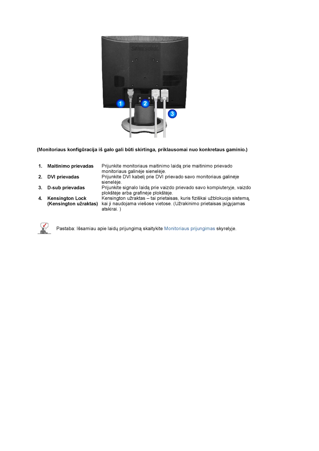 Samsung LS19MJQTSQ/EDC manual DVI prievadas 