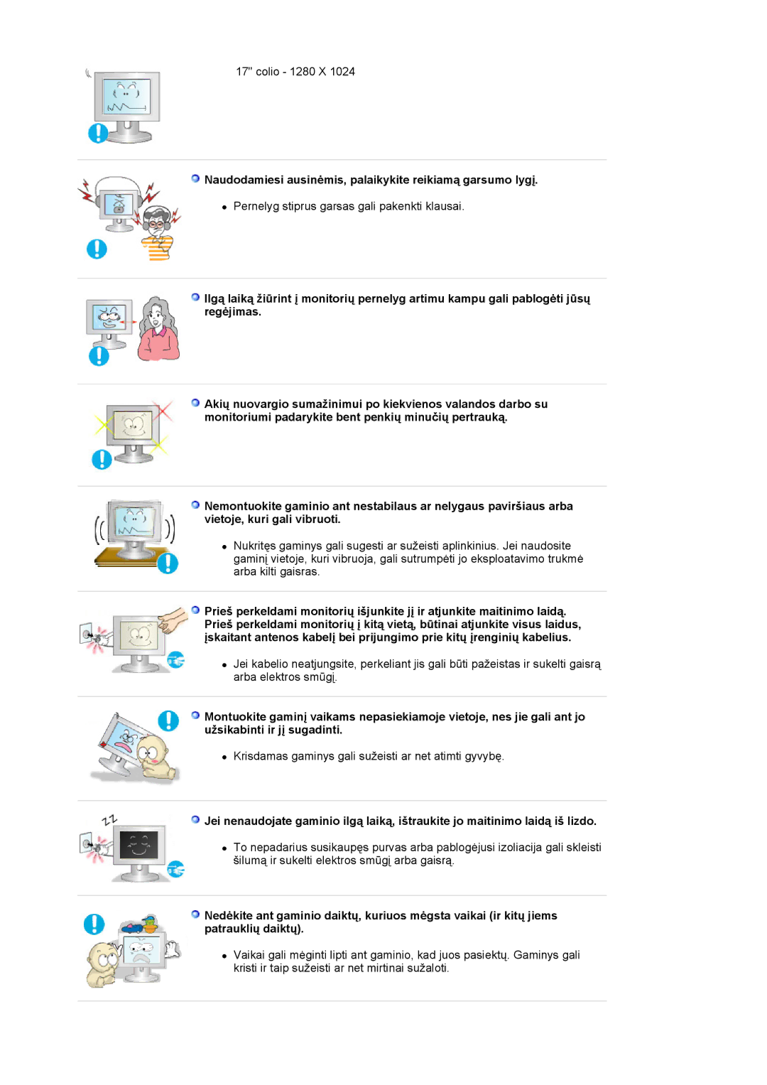 Samsung LS19MJQTSQ/EDC manual Naudodamiesi ausinėmis, palaikykite reikiamą garsumo lygį 