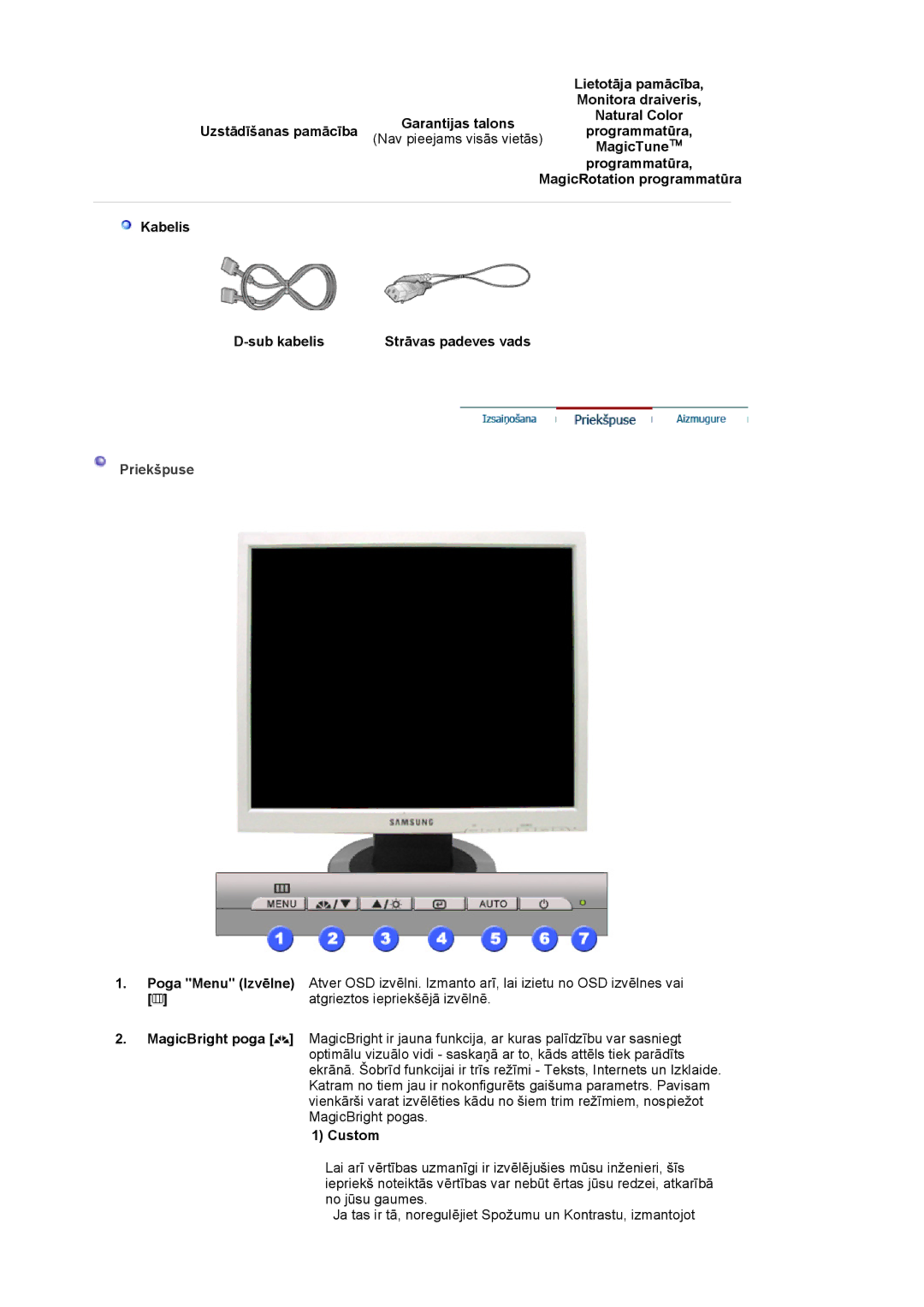 Samsung LS19MJQTSQ/EDC manual Priekšpuse 