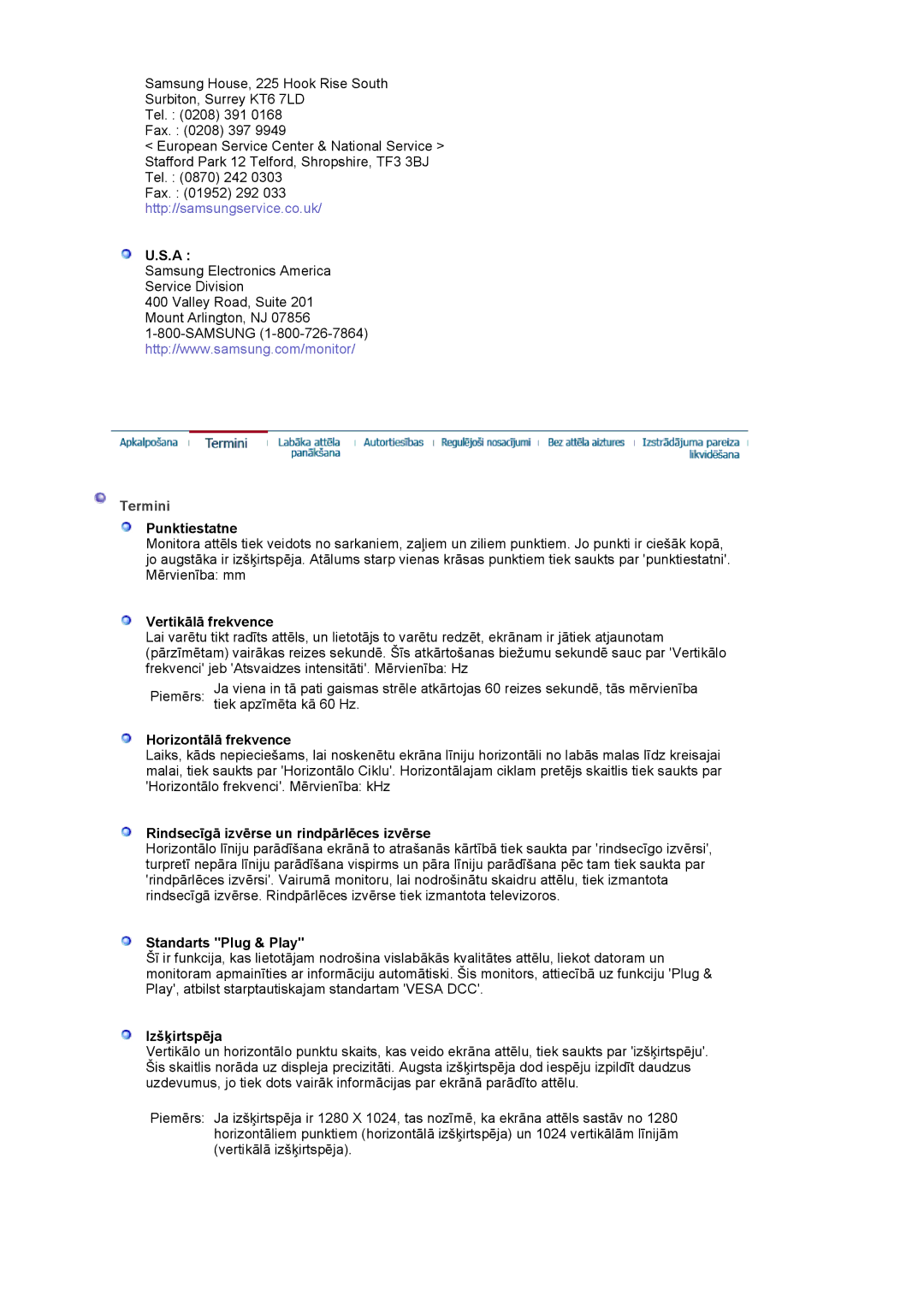 Samsung LS19MJQTSQ/EDC manual Termini 