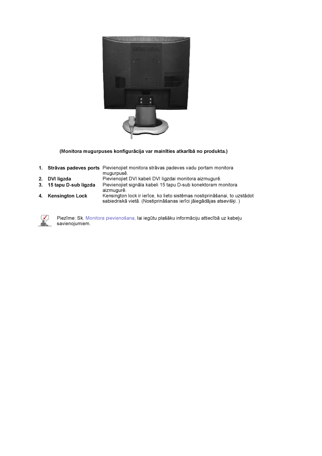 Samsung LS19MJQTSQ/EDC manual DVI ligzda 