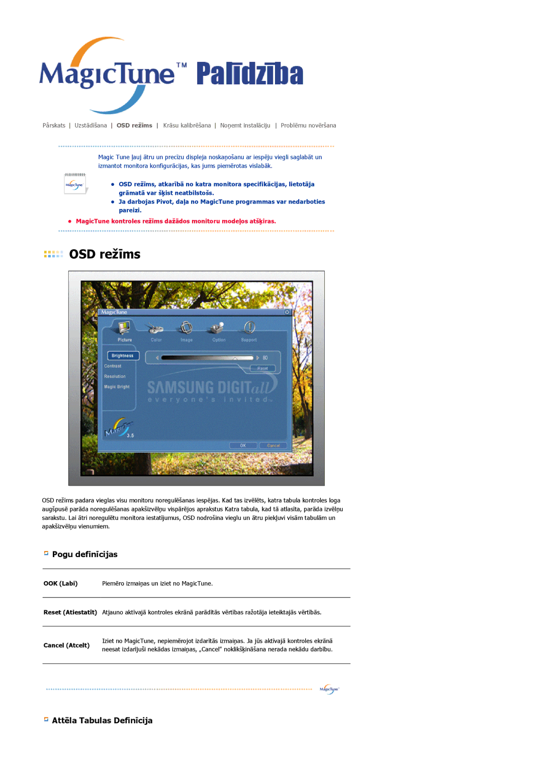 Samsung LS19MJQTSQ/EDC manual OSD režīms 