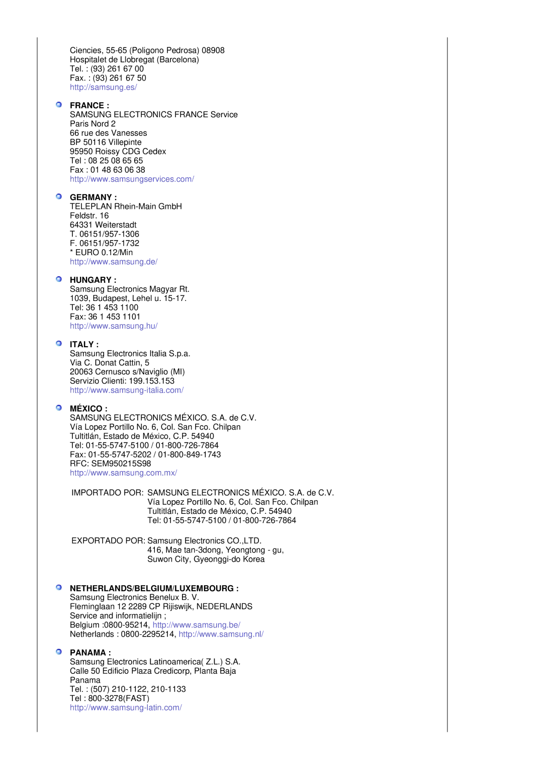 Samsung LS19MJSTSE/EDC manual Germany 