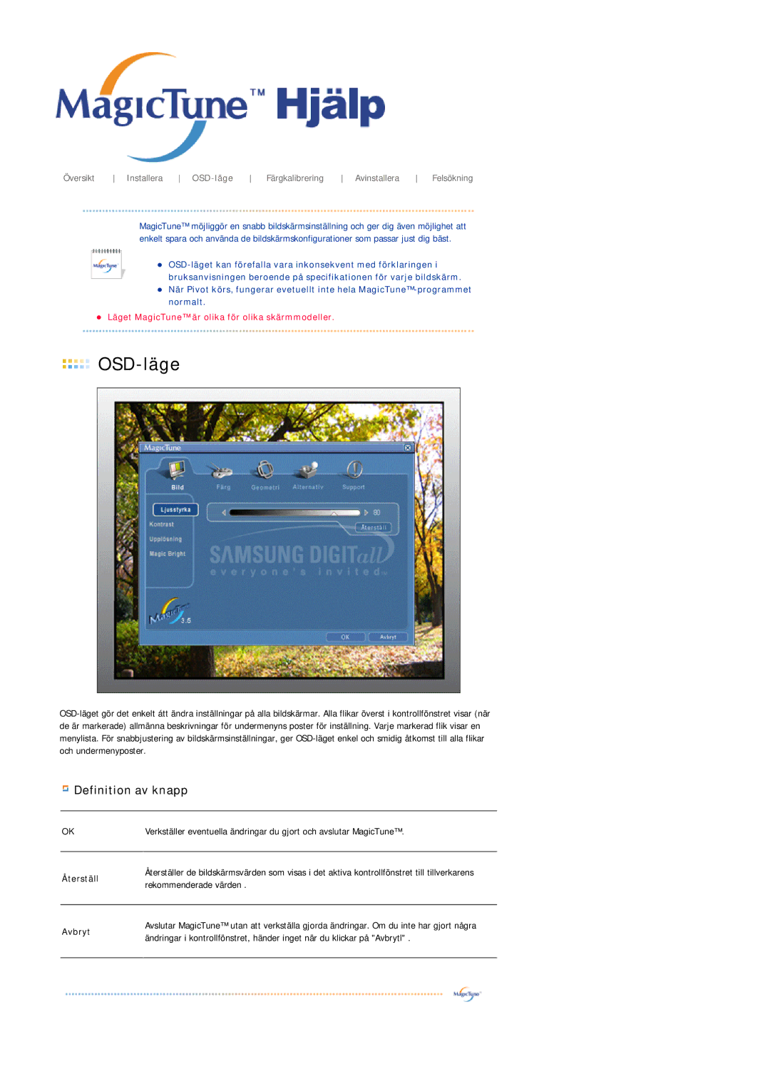 Samsung LS19MJSTSE/EDC manual OSD-läge 