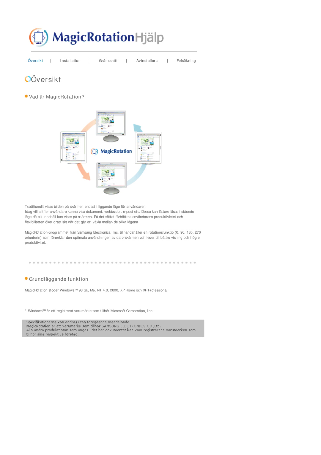 Samsung LS19MJSTSE/EDC manual Översikt 