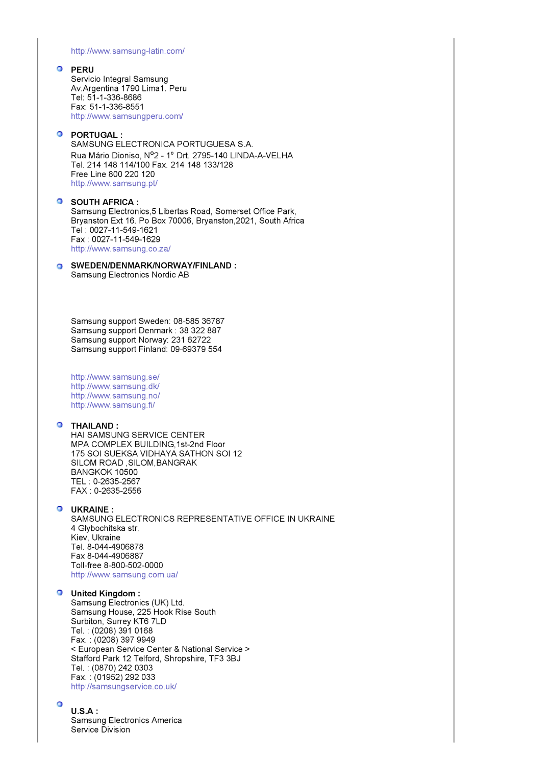 Samsung LS19MJSTSE/EDC manual Portugal, United Kingdom 