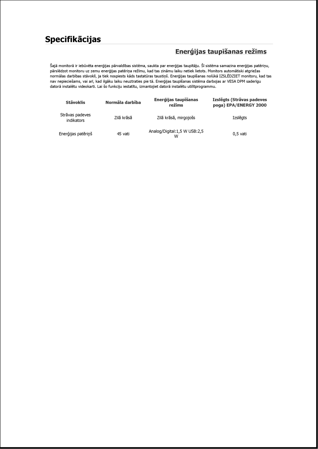 Samsung LS23MYYKBB/EDC, LS19MYAESB/EDC, LS19MYNKSB/EDC, LS17MYBESQ/EDC, LS19MYKEBQ/EDC manual Enerģijas taupīšanas režīms 