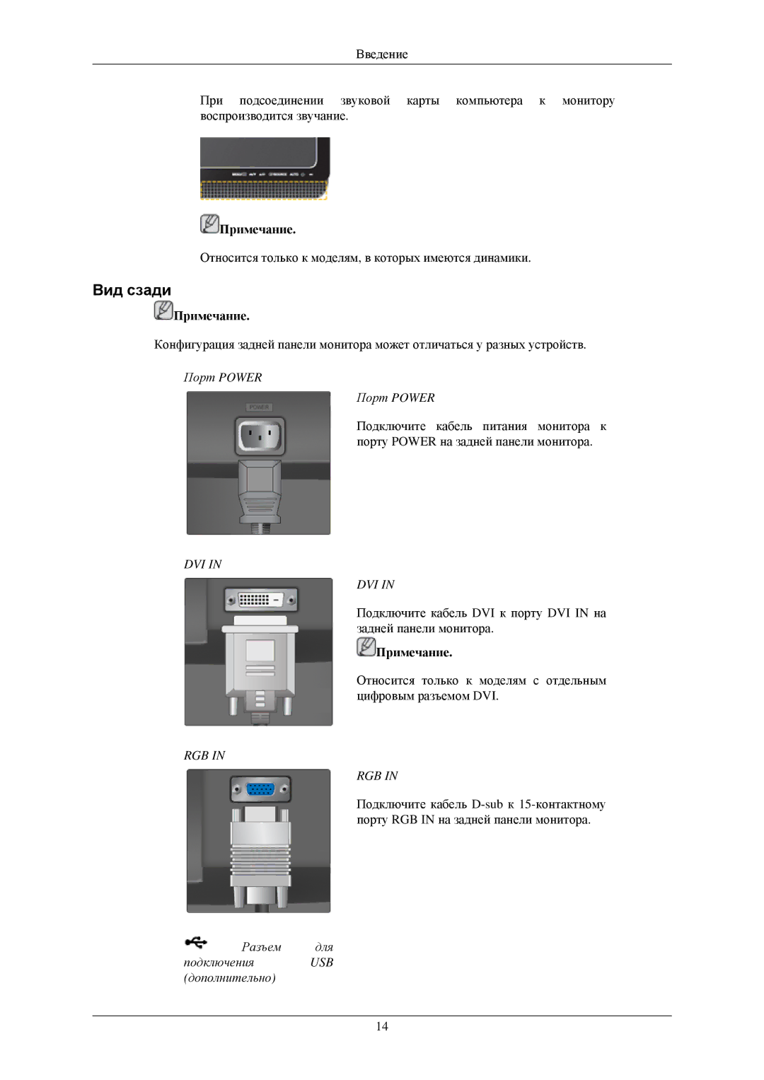 Samsung LS19CMYKFNA/EN, LS19MYAESB/EDC, LS20MYNKSB/EDC, LS19MYNKSB/EDC, LS23CFEKF/EN, LS19MYTESQ/EDC manual Вид сзади, Rgb 