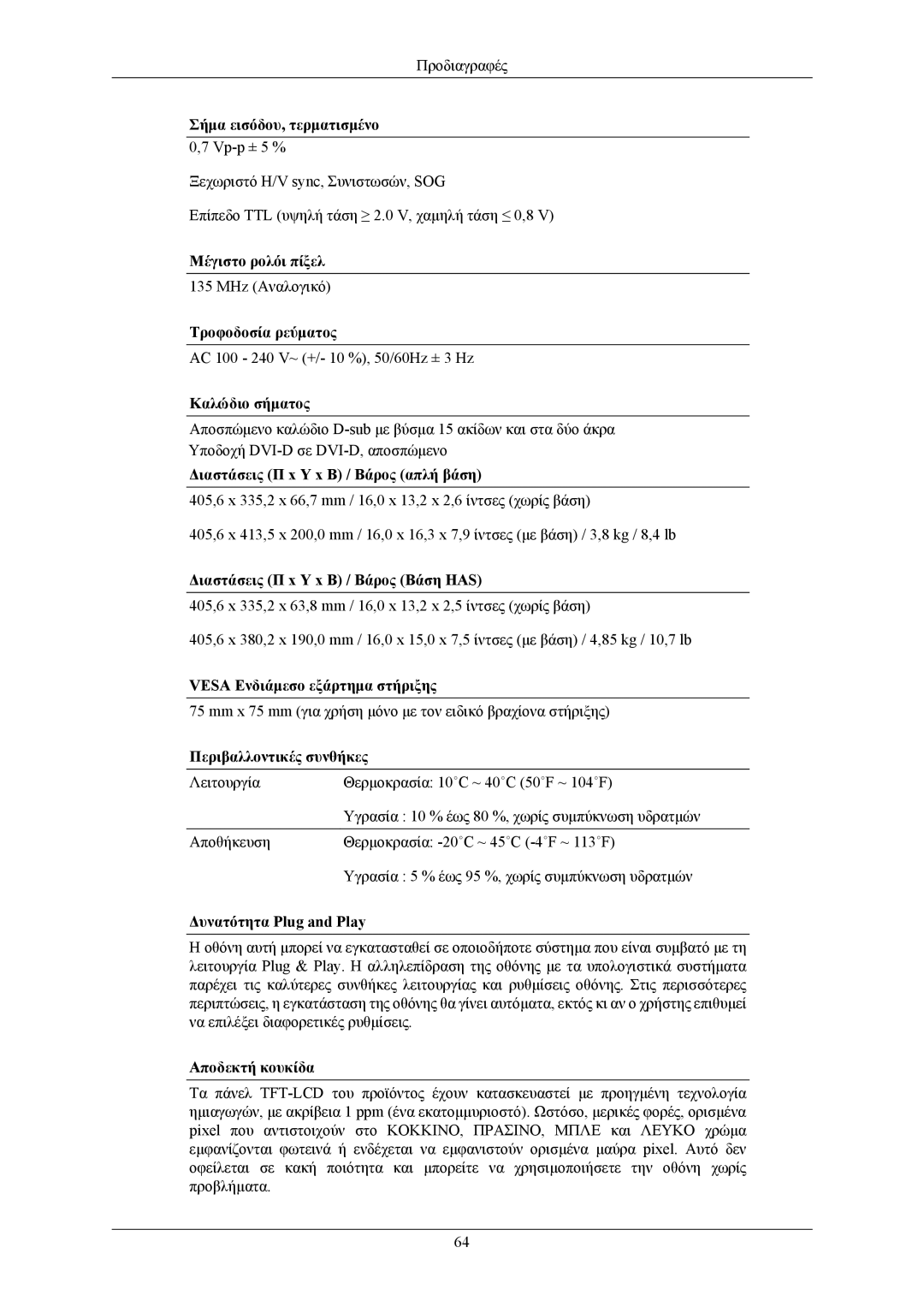 Samsung LS19MYBEBQ/EDC, LS17MYBEBQ/XSA manual MHz Αναλογικό 