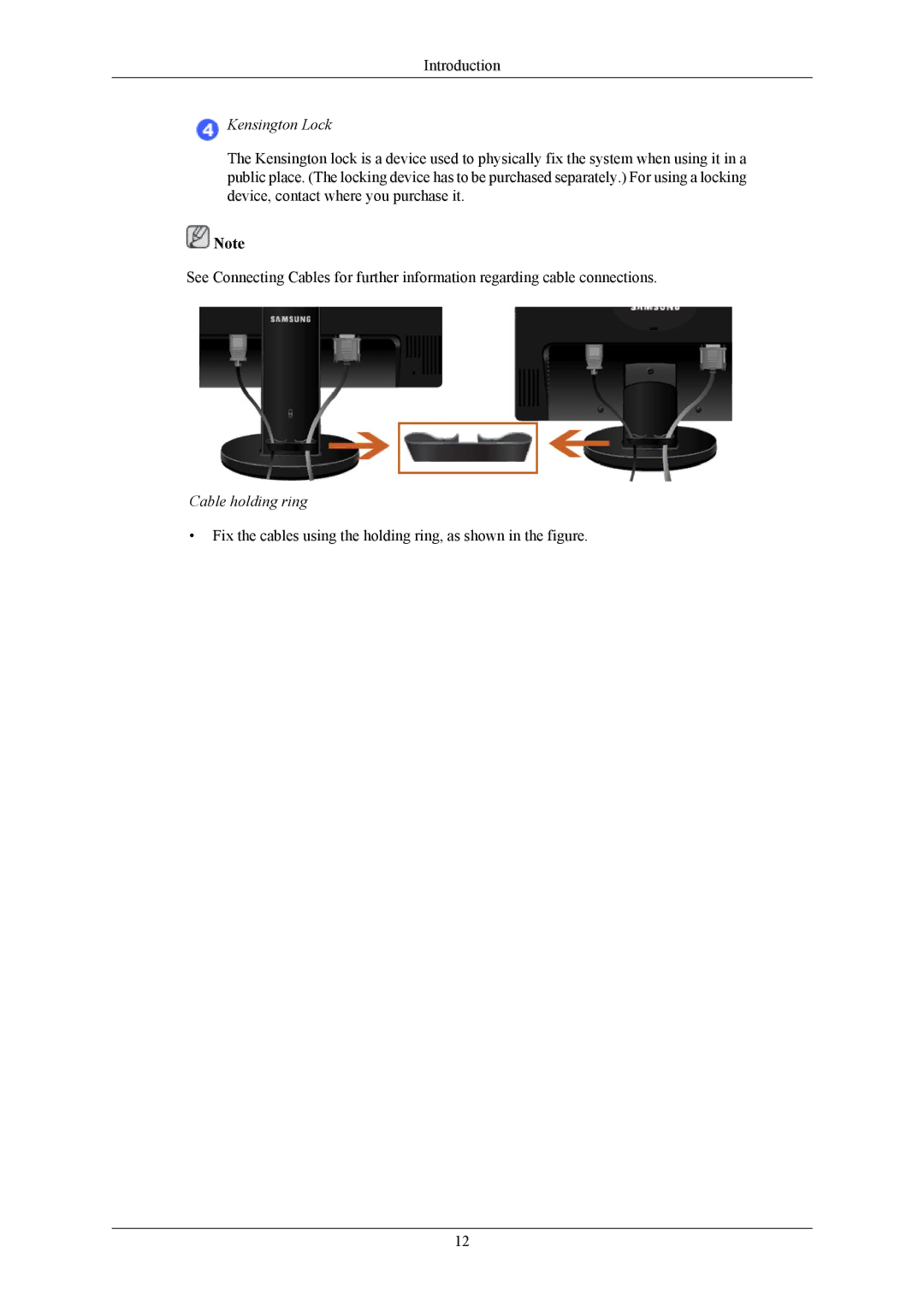 Samsung LS19MYKEB7/CI, LS19MYKEBQ/EDC, LS19MYKEBCA/EN, LS19MYKESQ/EDC, LS19MYKESCA/EN, LS19MYKES2/CI manual Cable holding ring 