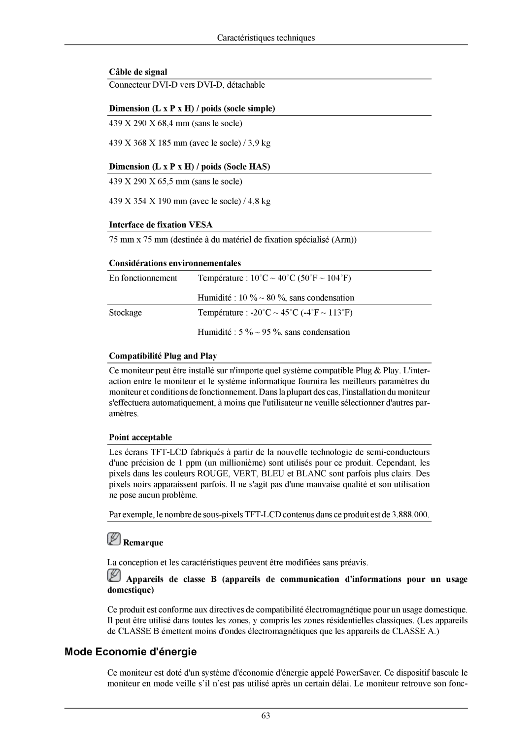 Samsung LS19MYKEBCA/EN, LS19MYKEBQ/EDC, LS19MYKESQ/EDC manual Mode Economie dénergie 