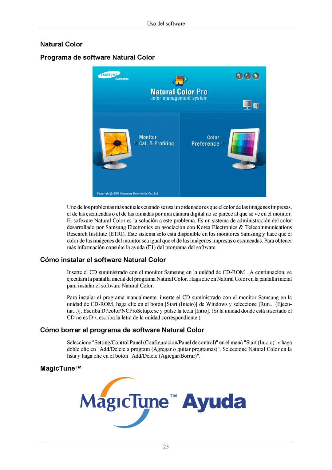 Samsung LS19MYKESQ/EDC manual Natural Color Programa de software Natural Color, Cómo instalar el software Natural Color 