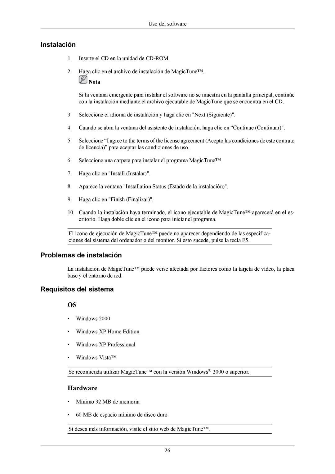 Samsung LS19MYKEBQ/EDC, LS19MYKEBCA/EN, LS19MYKESQ/EDC manual Problemas de instalación, Requisitos del sistema 