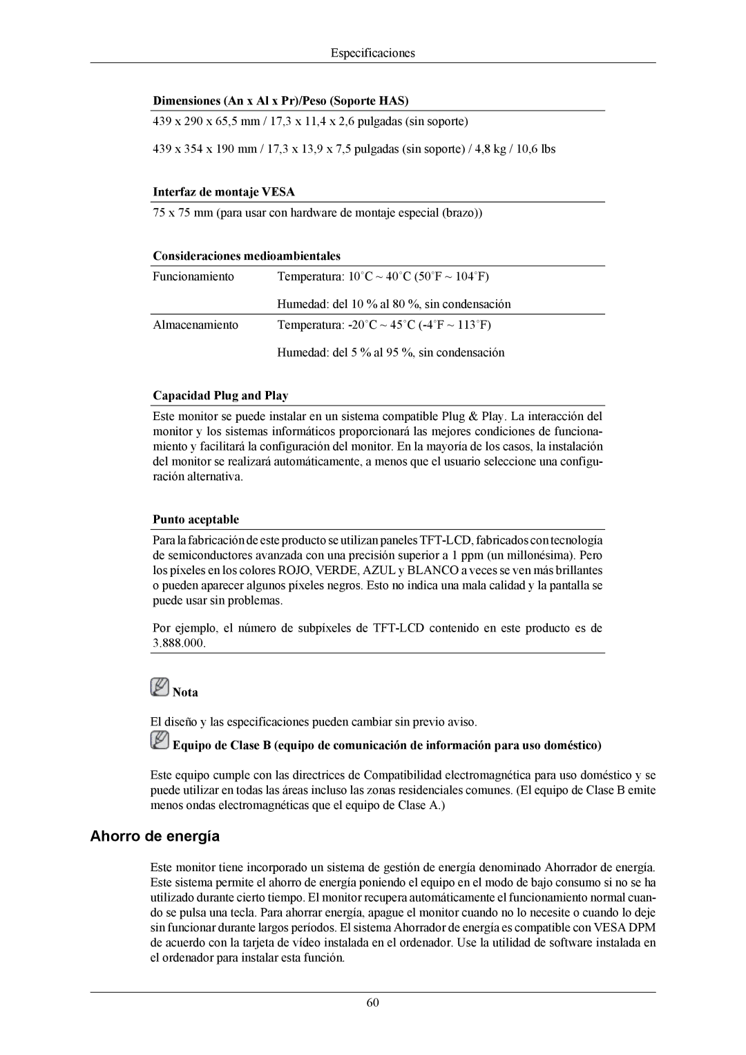 Samsung LS19MYKEBCA/EN, LS19MYKEBQ/EDC, LS19MYKESQ/EDC manual Ahorro de energía 