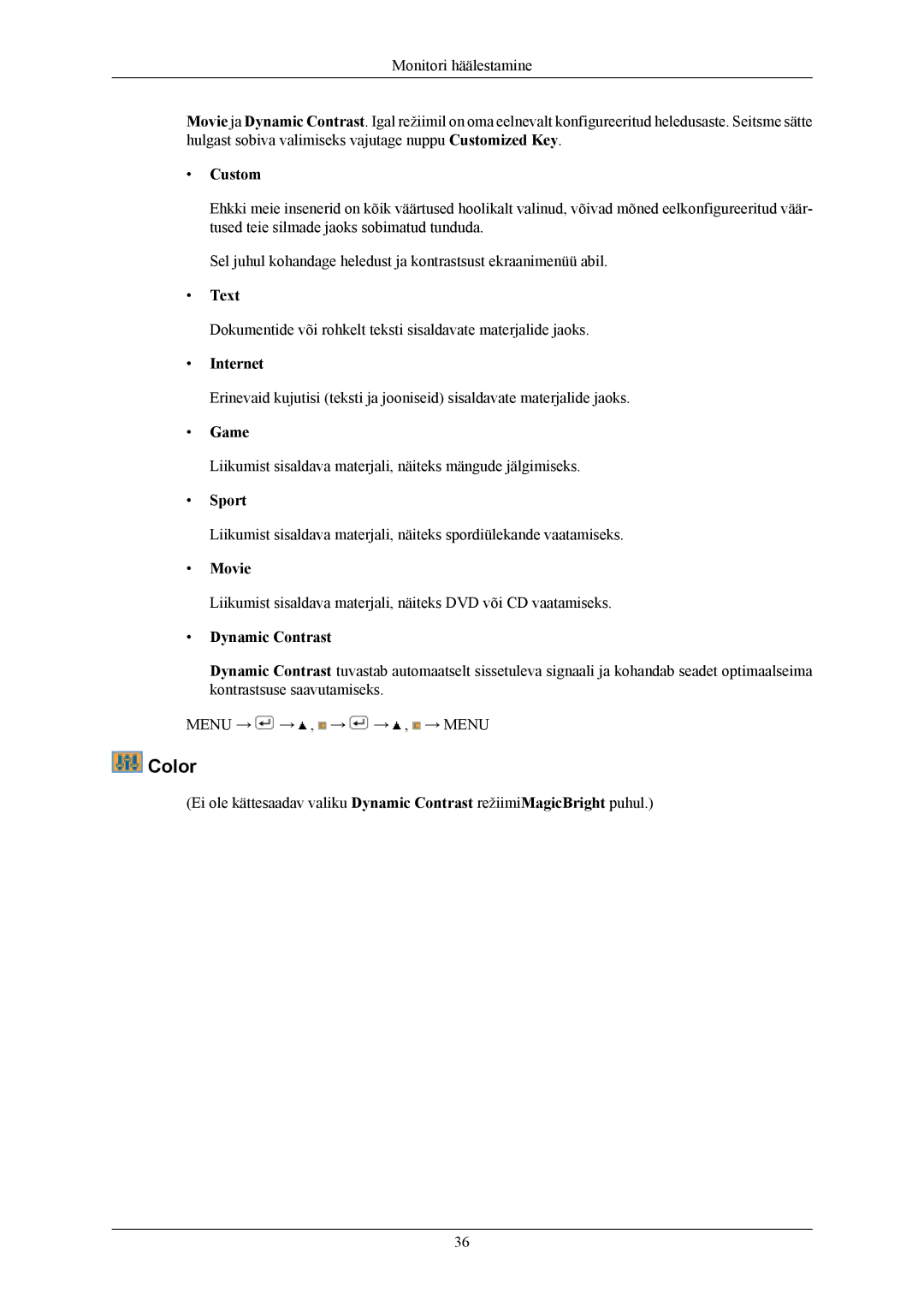 Samsung LS19MYKEBCA/EN, LS19MYKEBQ/EDC manual Color 