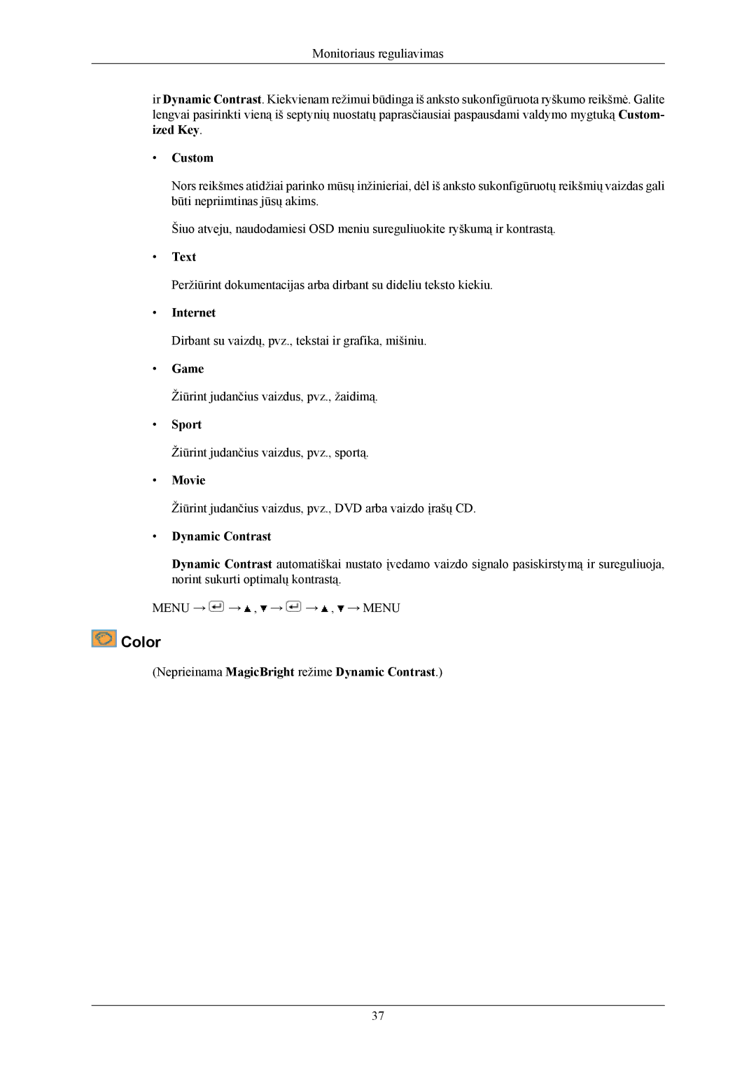 Samsung LS19MYKEBQ/EDC, LS19MYKEBCA/EN manual Color 