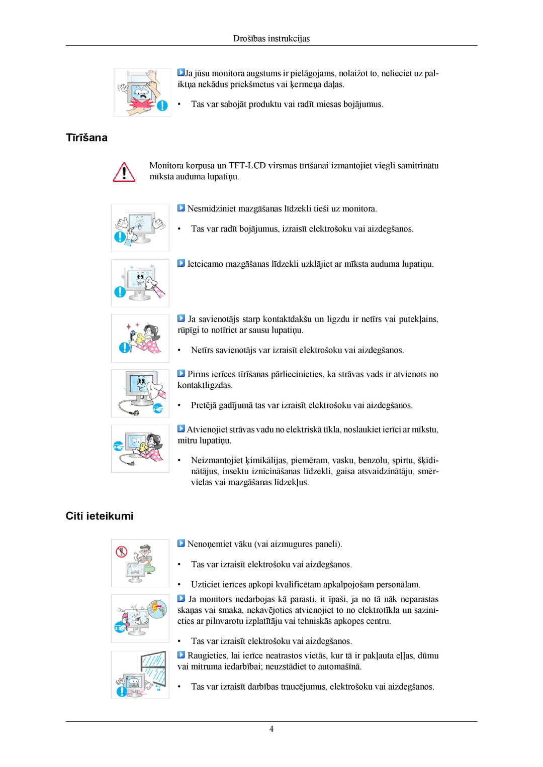 Samsung LS19MYKEBCA/EN, LS19MYKEBQ/EDC manual Tīrīšana, Citi ieteikumi 