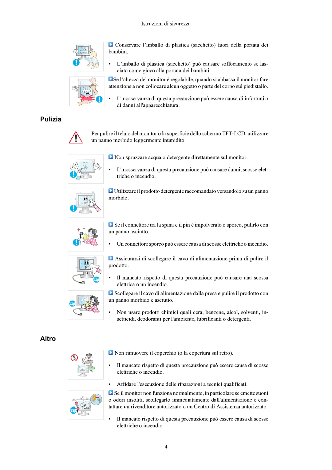 Samsung LS19MYKEBQ/EDC manual Pulizia, Altro 