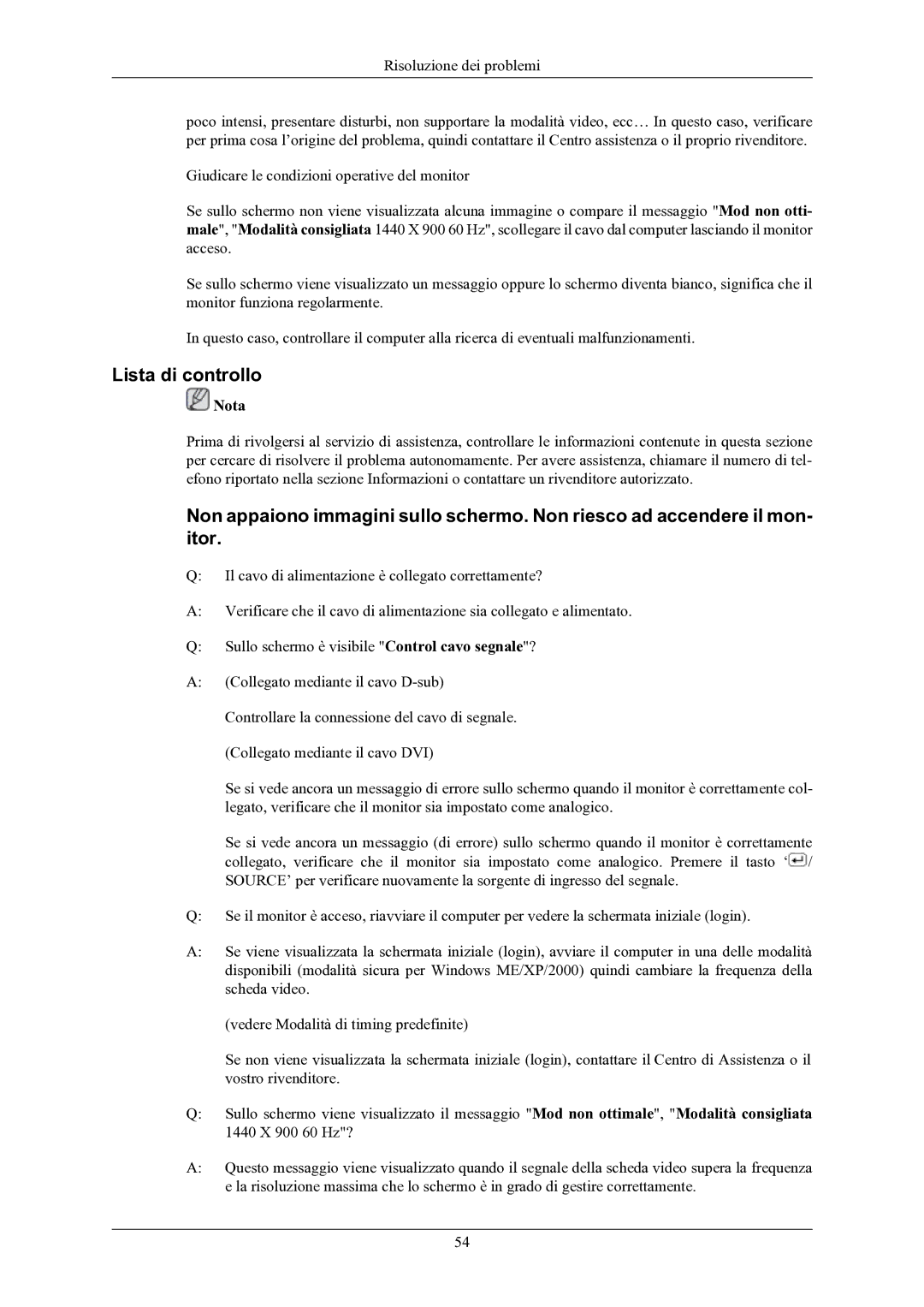 Samsung LS19MYKEBQ/EDC manual Lista di controllo 