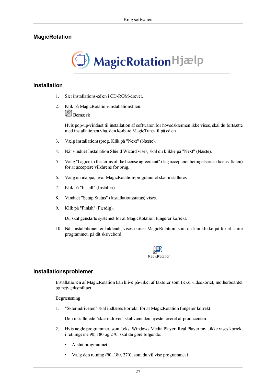 Samsung LS19MYKESQ/EDC, LS19MYKESCA/EN manual MagicRotation Installation 