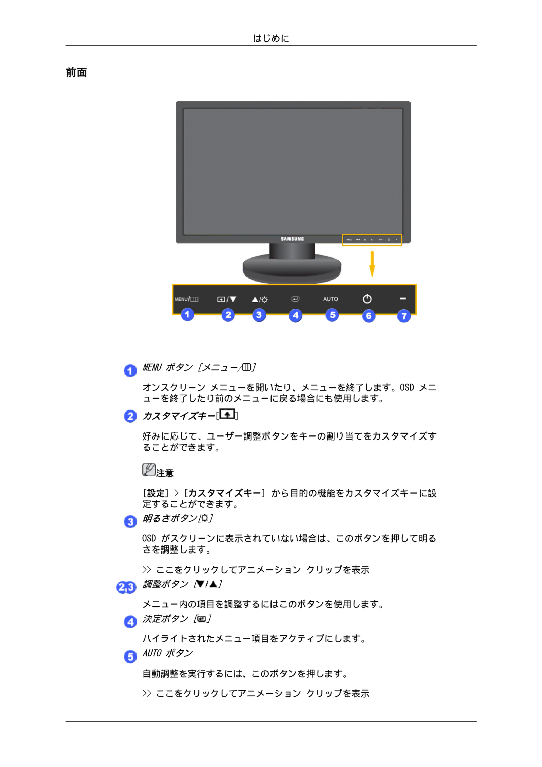 Samsung LS19MYSKBB/XSJ manual カスタマイズキー 