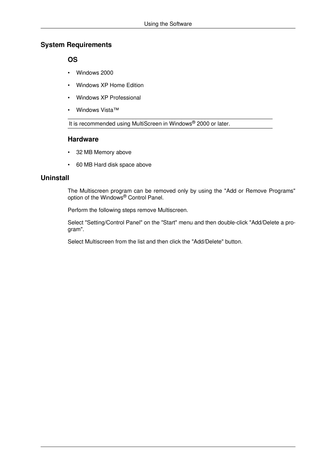 Samsung LS19MYSKBB/XSJ manual MB Memory above MB Hard disk space above 