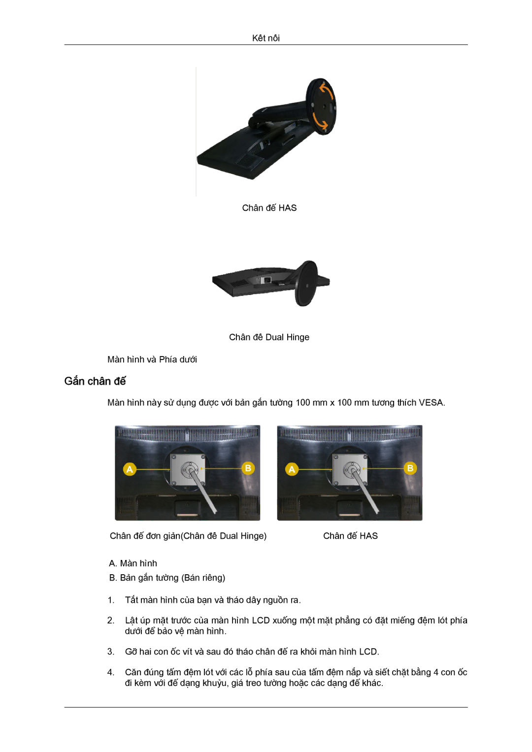 Samsung LS19MYYKFMXSV manual Gắn chân đế 