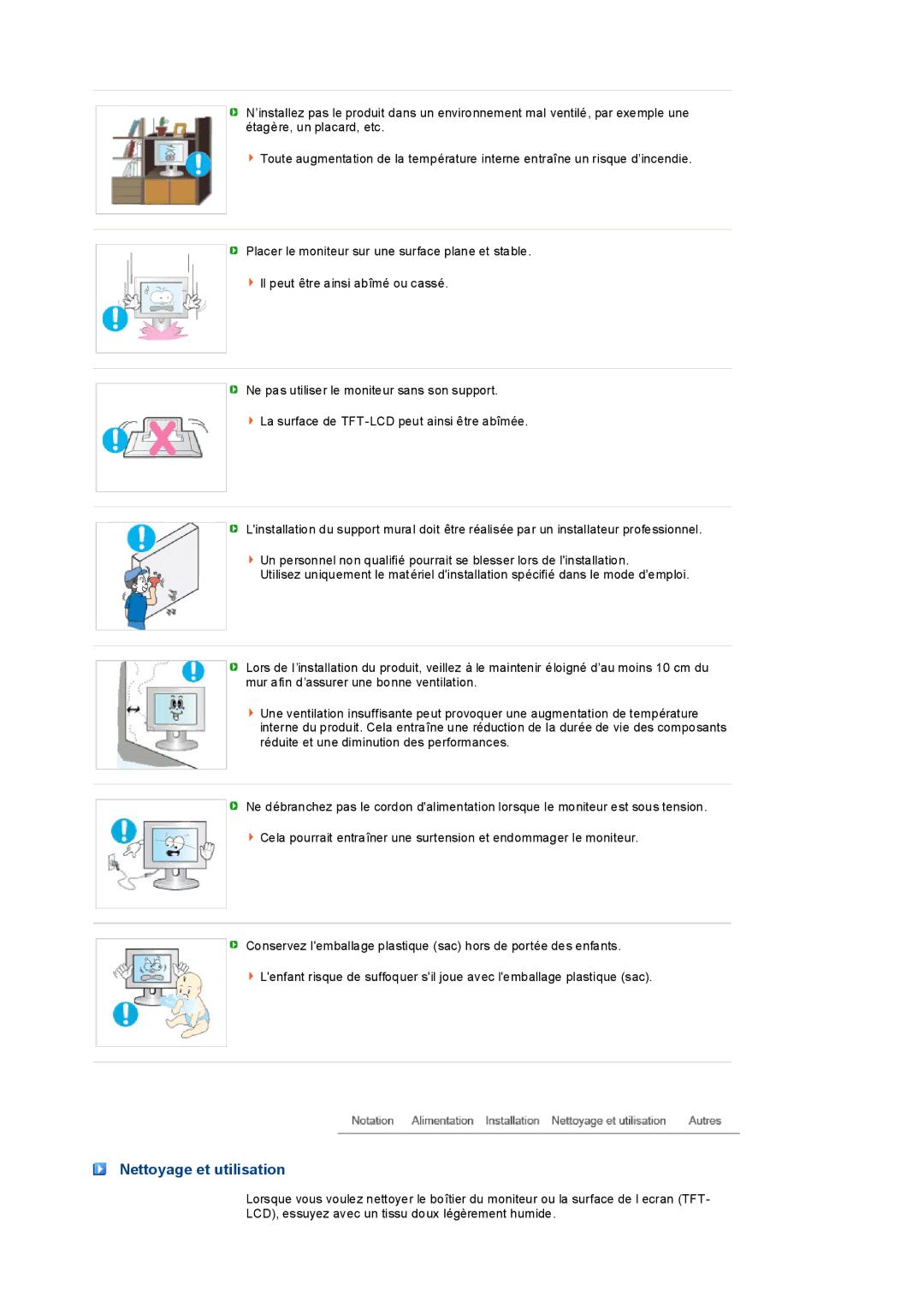 Samsung LS19PEDSFU/EDC, LS19PEDSFV/EDC manual Nettoyage et utilisation 