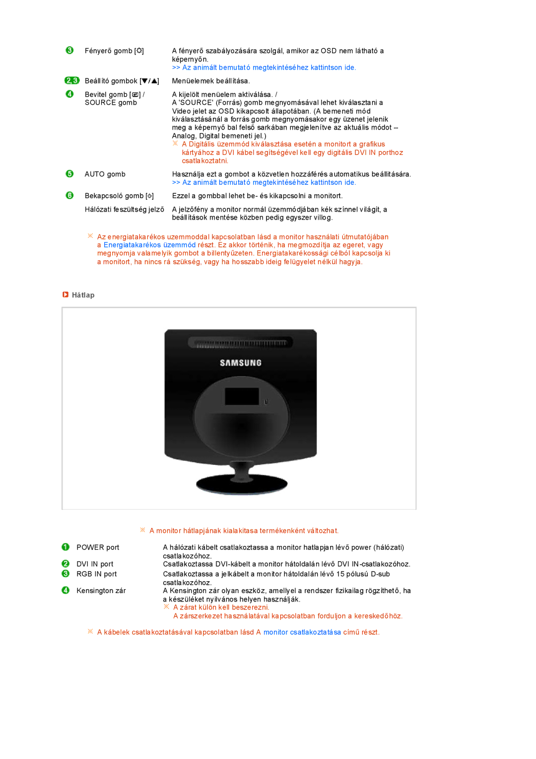 Samsung LS19PEDSFU/EDC, LS19PEDSFV/EDC manual Csatlakoztatni, Hátlap 