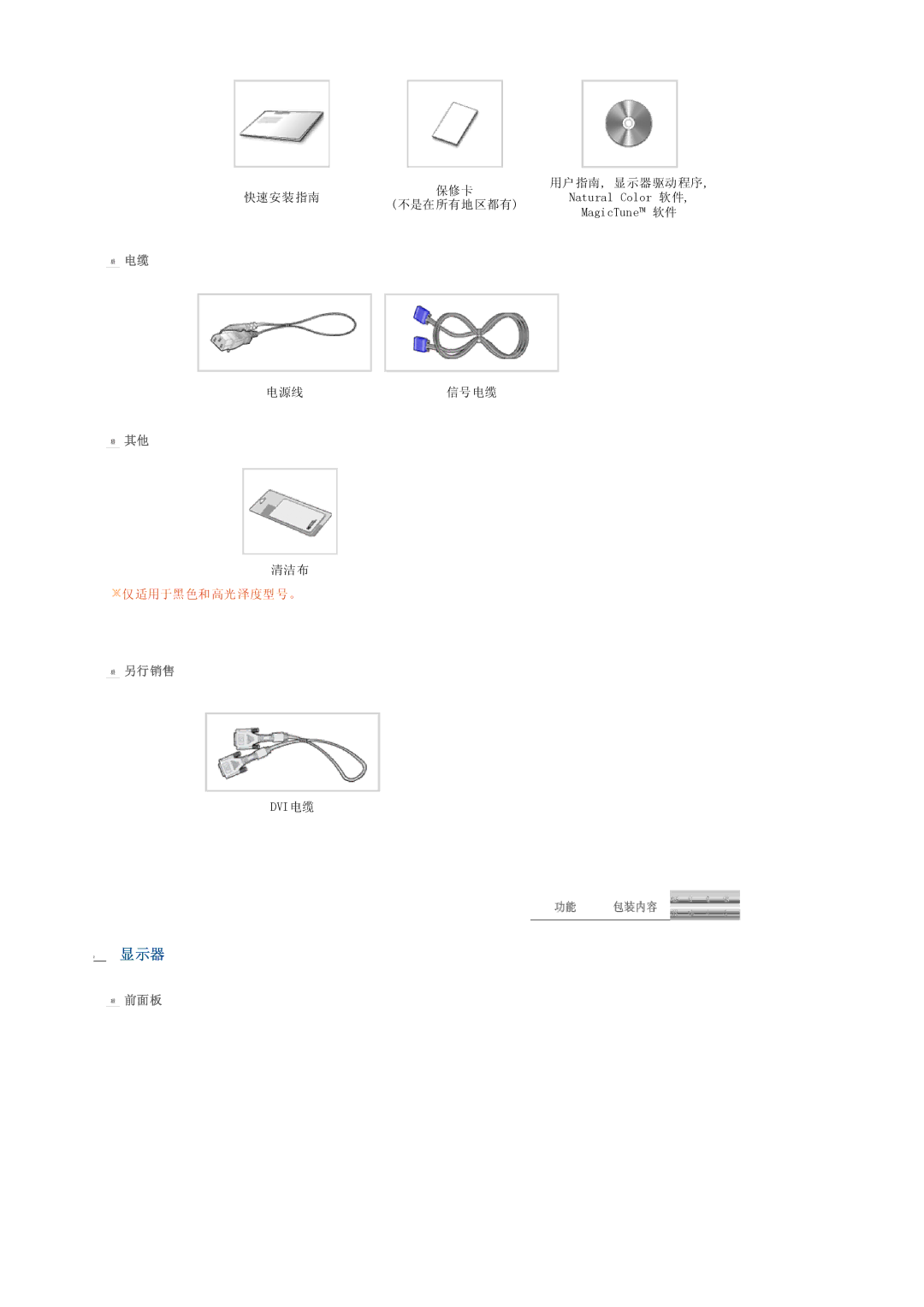 Samsung LS19PEDSFU/EDC, LS19PEDSFV/EDC manual 显示器, 另行销售, 前面板 