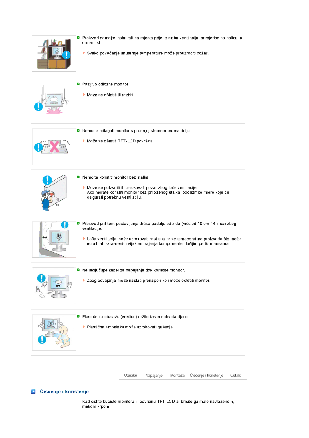 Samsung LS19PEDSFU/EDC, LS19PEDSFV/EDC manual Čišćenje i korištenje 