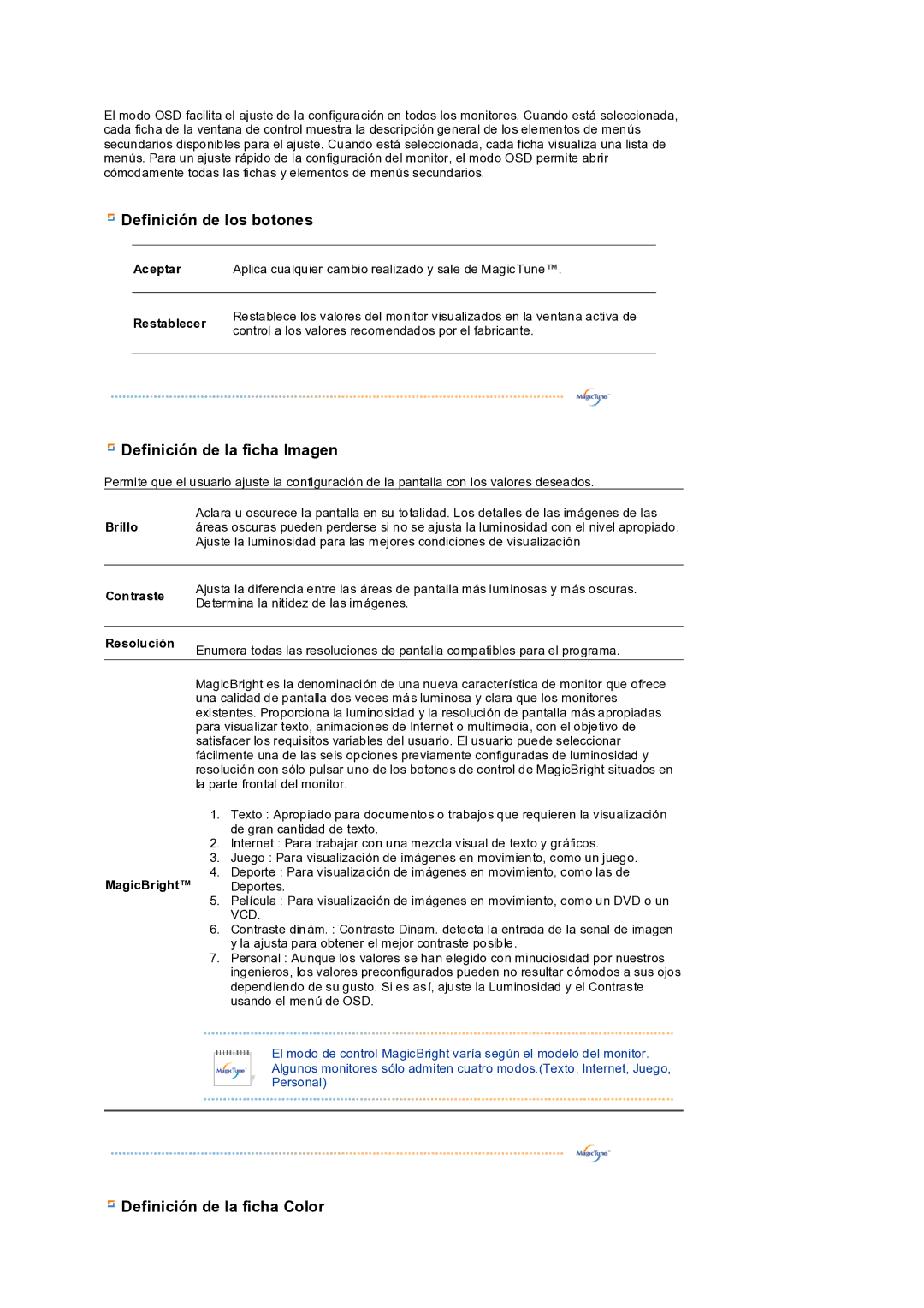 Samsung LS19PEDSFV/EDC manual Definición de los botones 