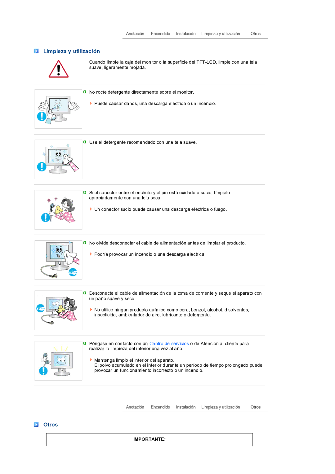 Samsung LS19PEDSFV/EDC manual Limpieza y utilización, Otros 