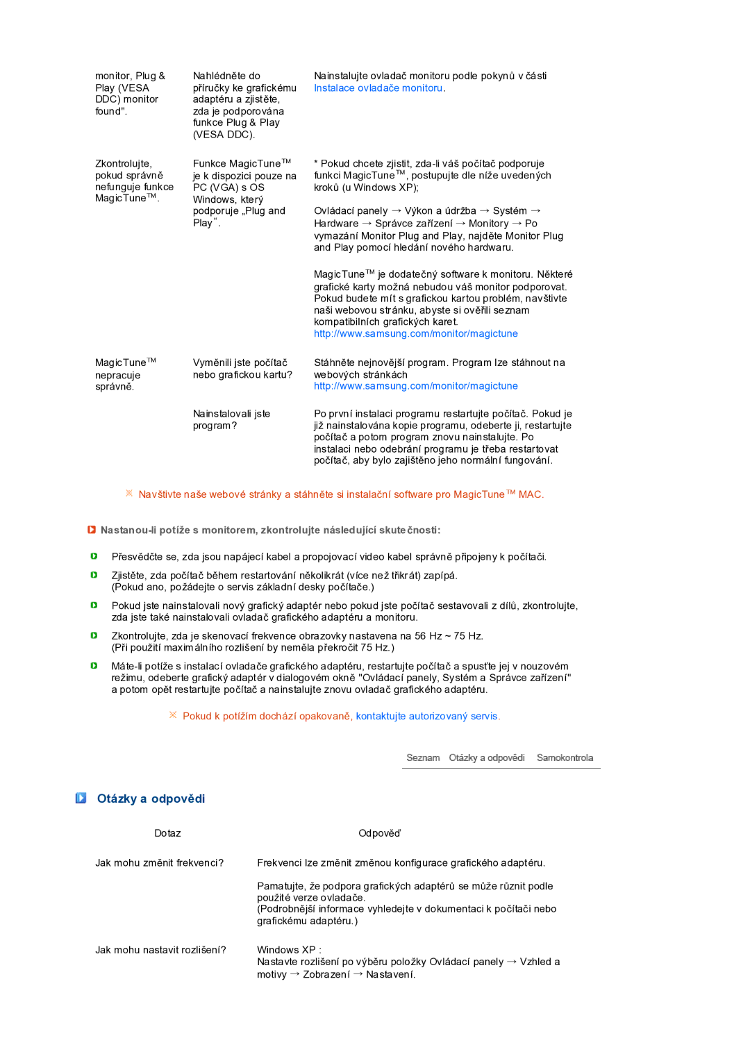 Samsung LS19PEDSFV/EDC manual Otázky a odpovědi, Vesa DDC 