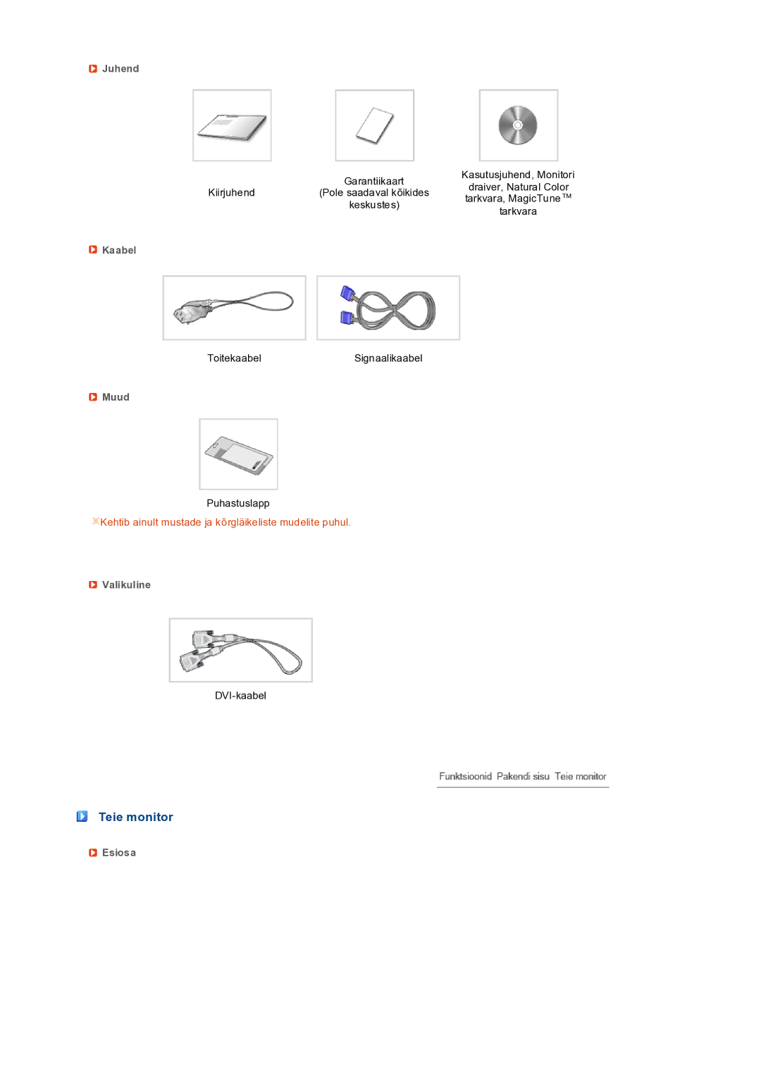 Samsung LS19PEDSFV/EDC manual Teie monitor 