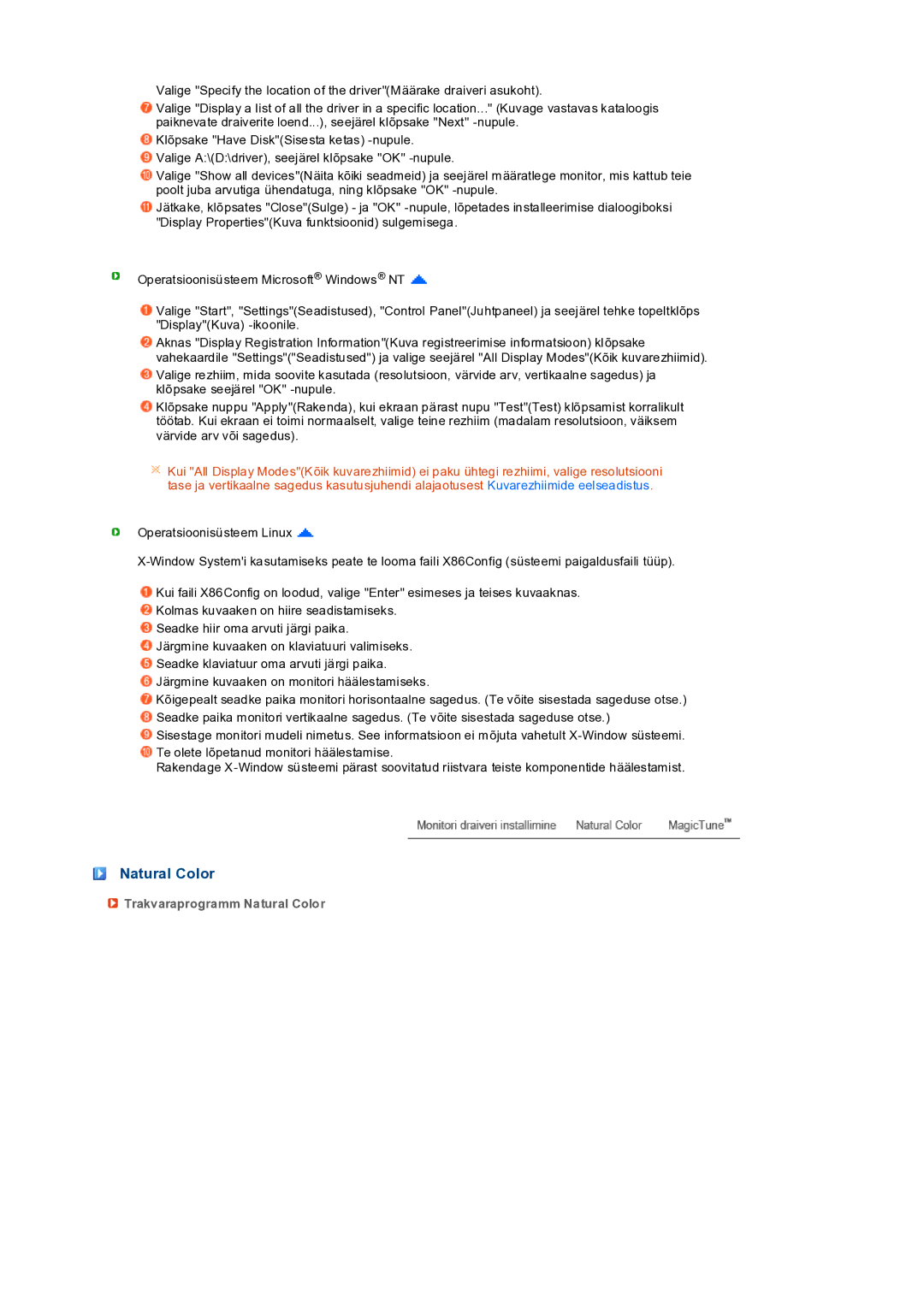 Samsung LS19PEDSFV/EDC manual Trakvaraprogramm Natural Color 