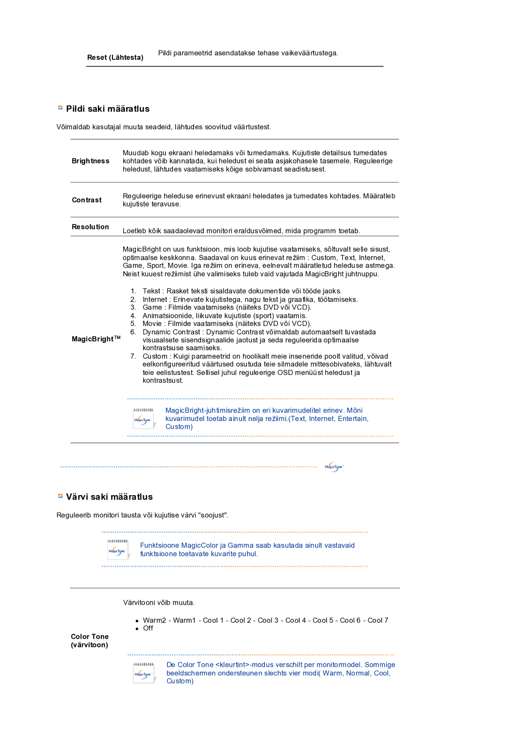 Samsung LS19PEDSFV/EDC manual Pildi saki määratlus 