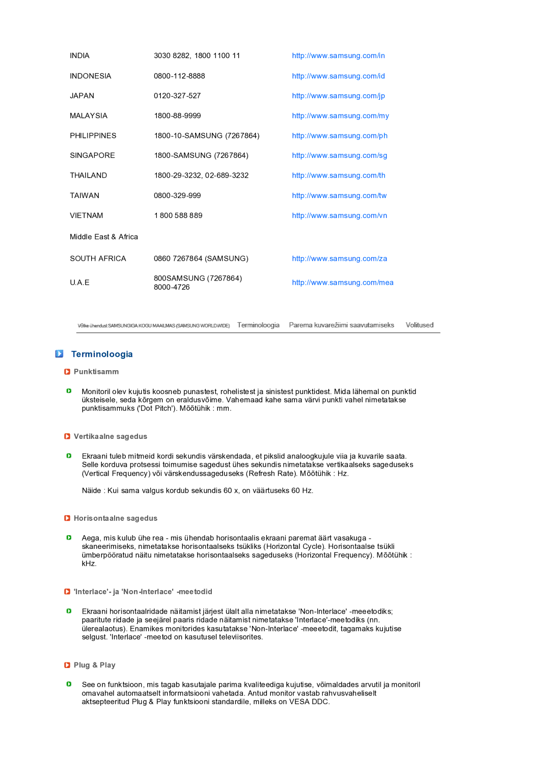 Samsung LS19PEDSFV/EDC manual Terminoloogia 