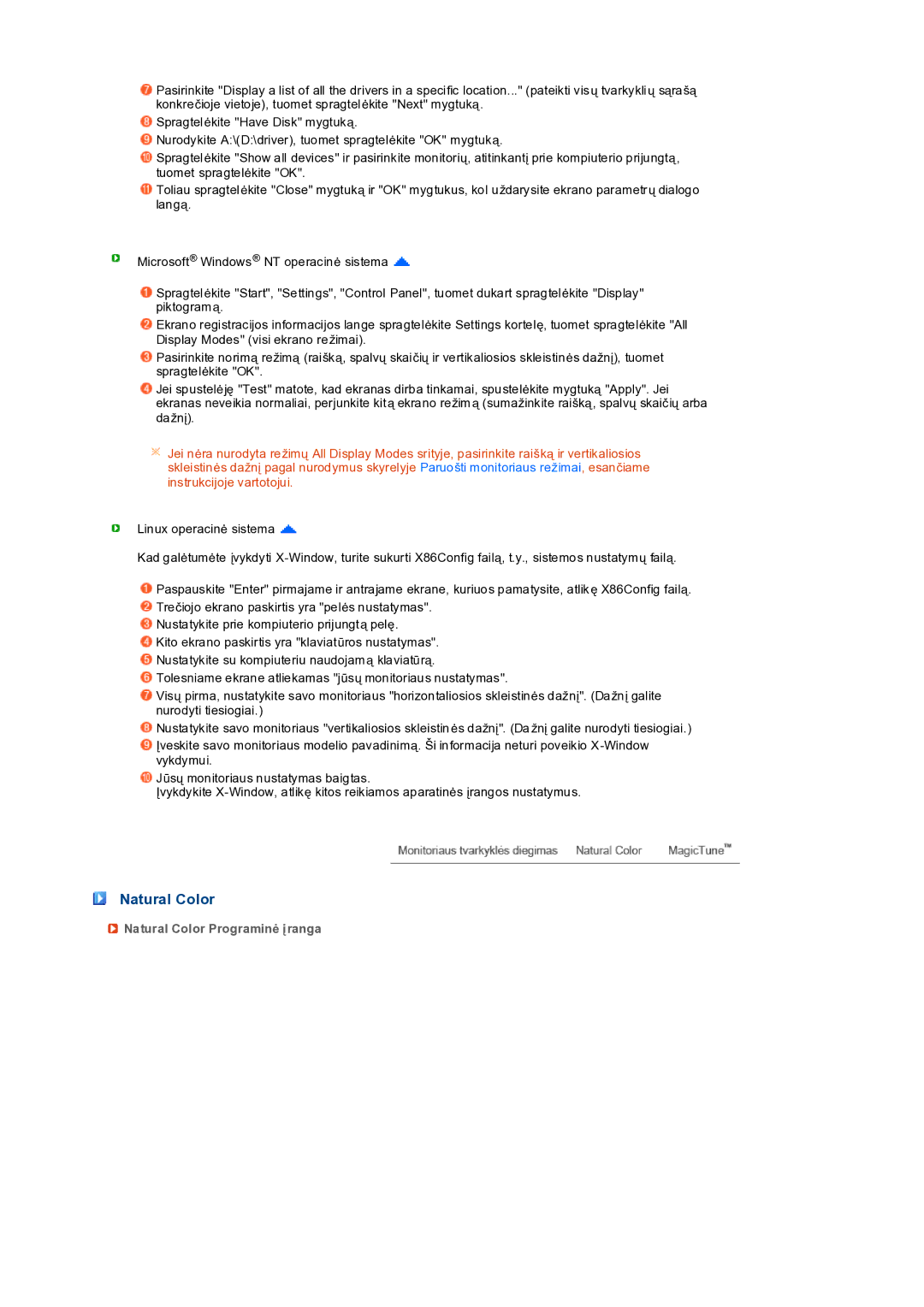 Samsung LS19PEDSFV/EDC manual Natural Color Programinė įranga 