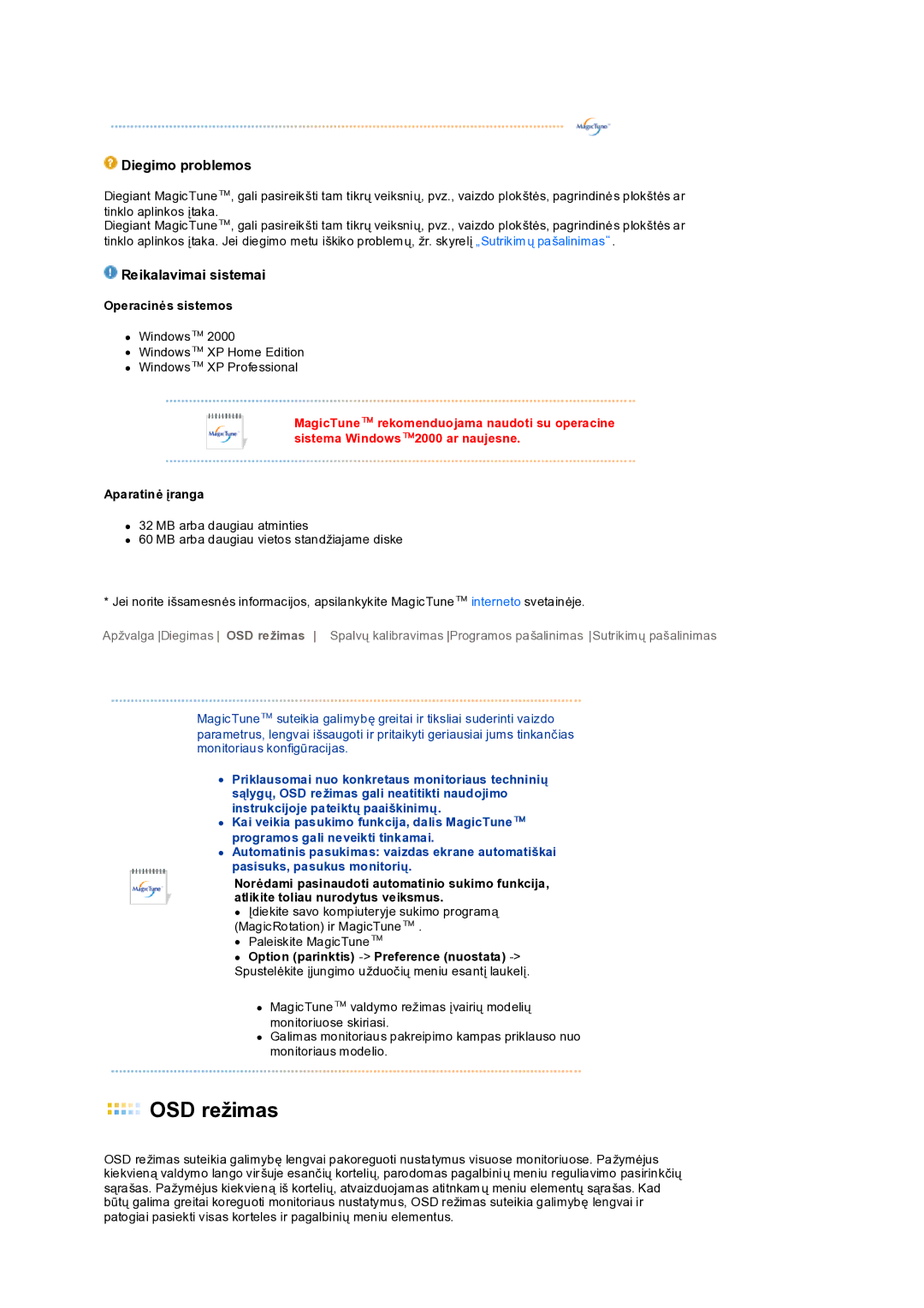 Samsung LS19PEDSFV/EDC manual OSD režimas 