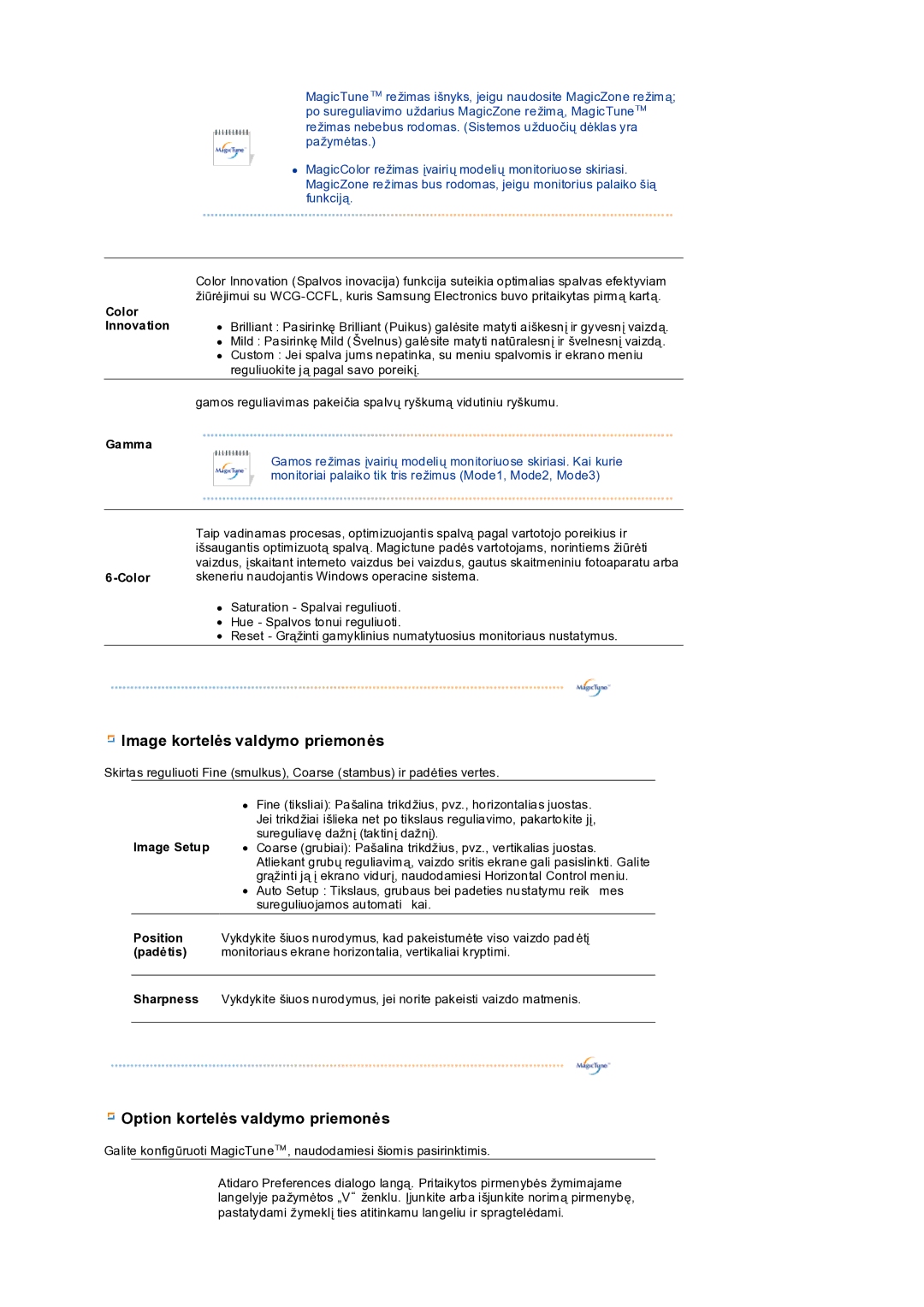 Samsung LS19PEDSFV/EDC manual Image kortelės valdymo priemonės 