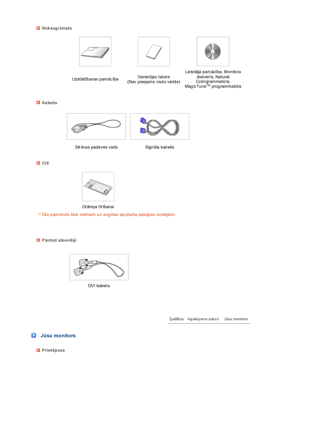 Samsung LS19PEDSFV/EDC manual Jūsu monitors 