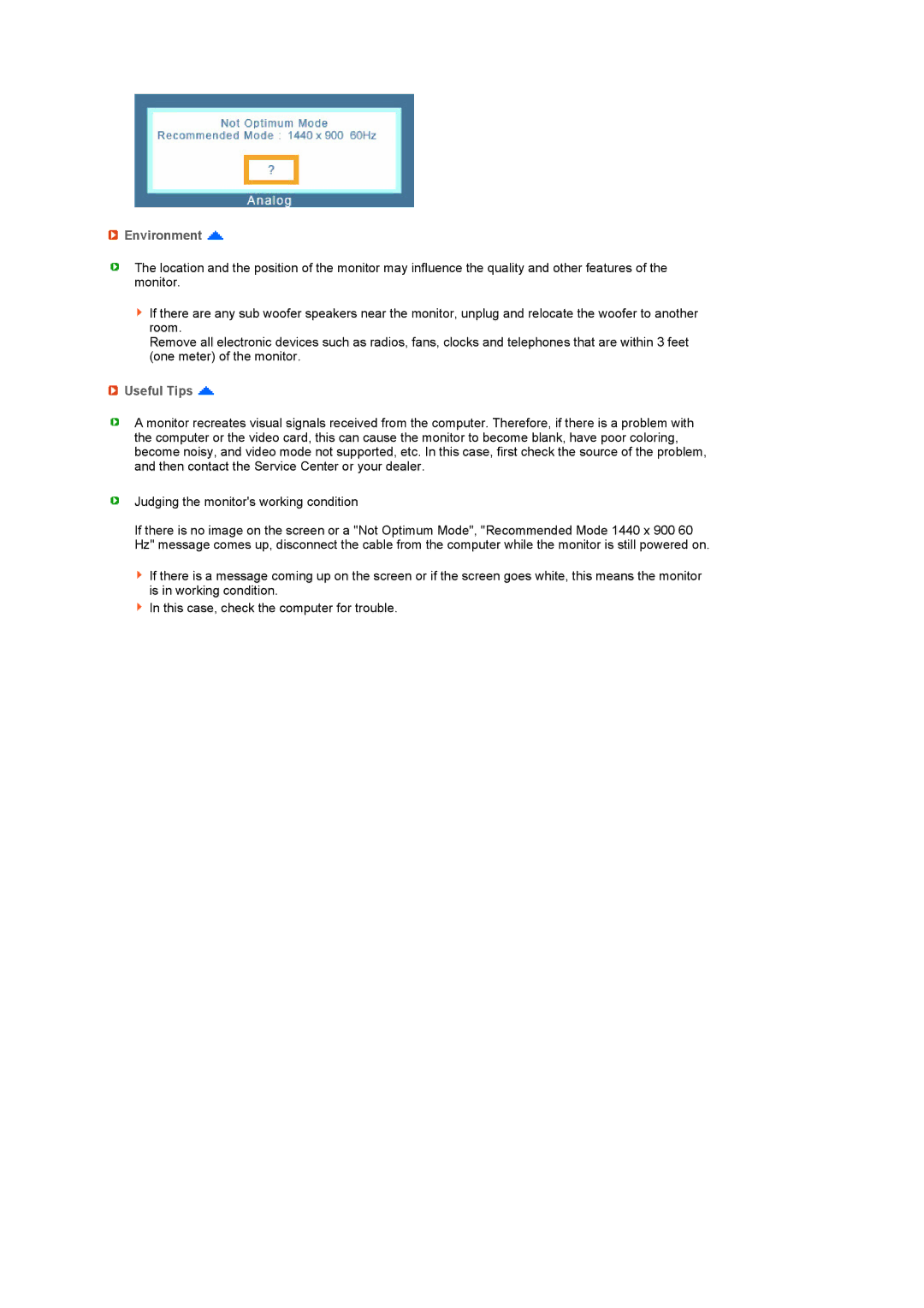 Samsung LS19PEJSFV/EDC, LS19PEJSFV/CLT manual Environment, Useful Tips 