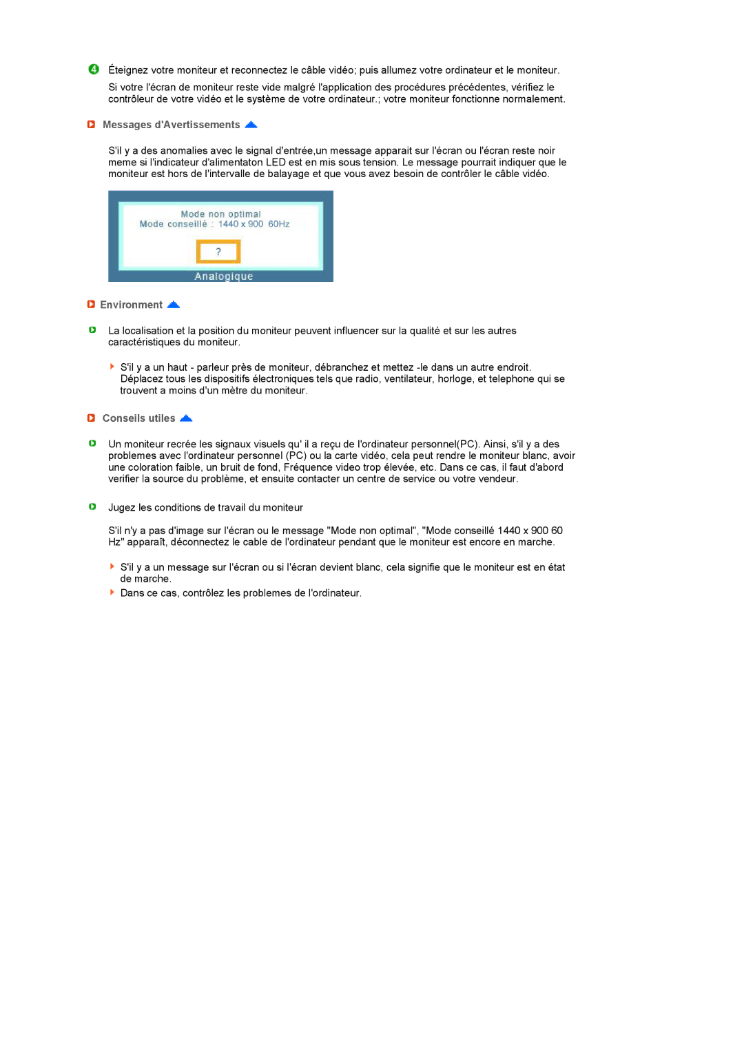 Samsung LS19PEJSFV/EDC manual Messages dAvertissements, Environment, Conseils utiles 