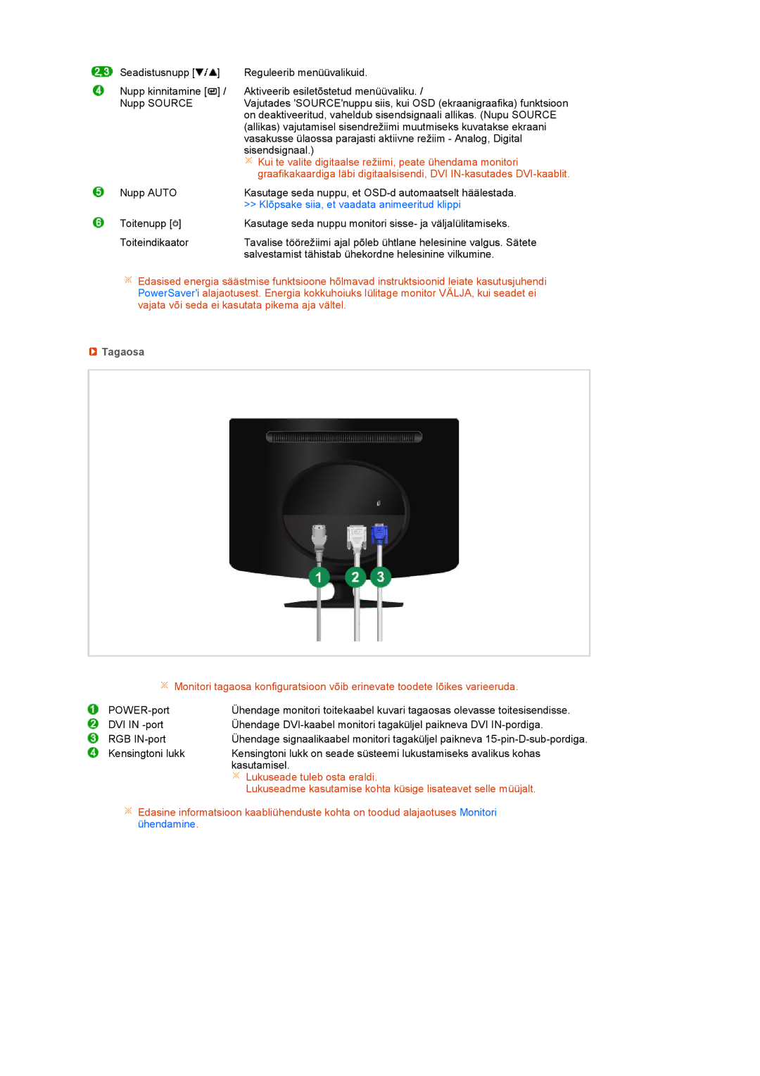 Samsung LS19PEJSFV/EDC manual Tagaosa 