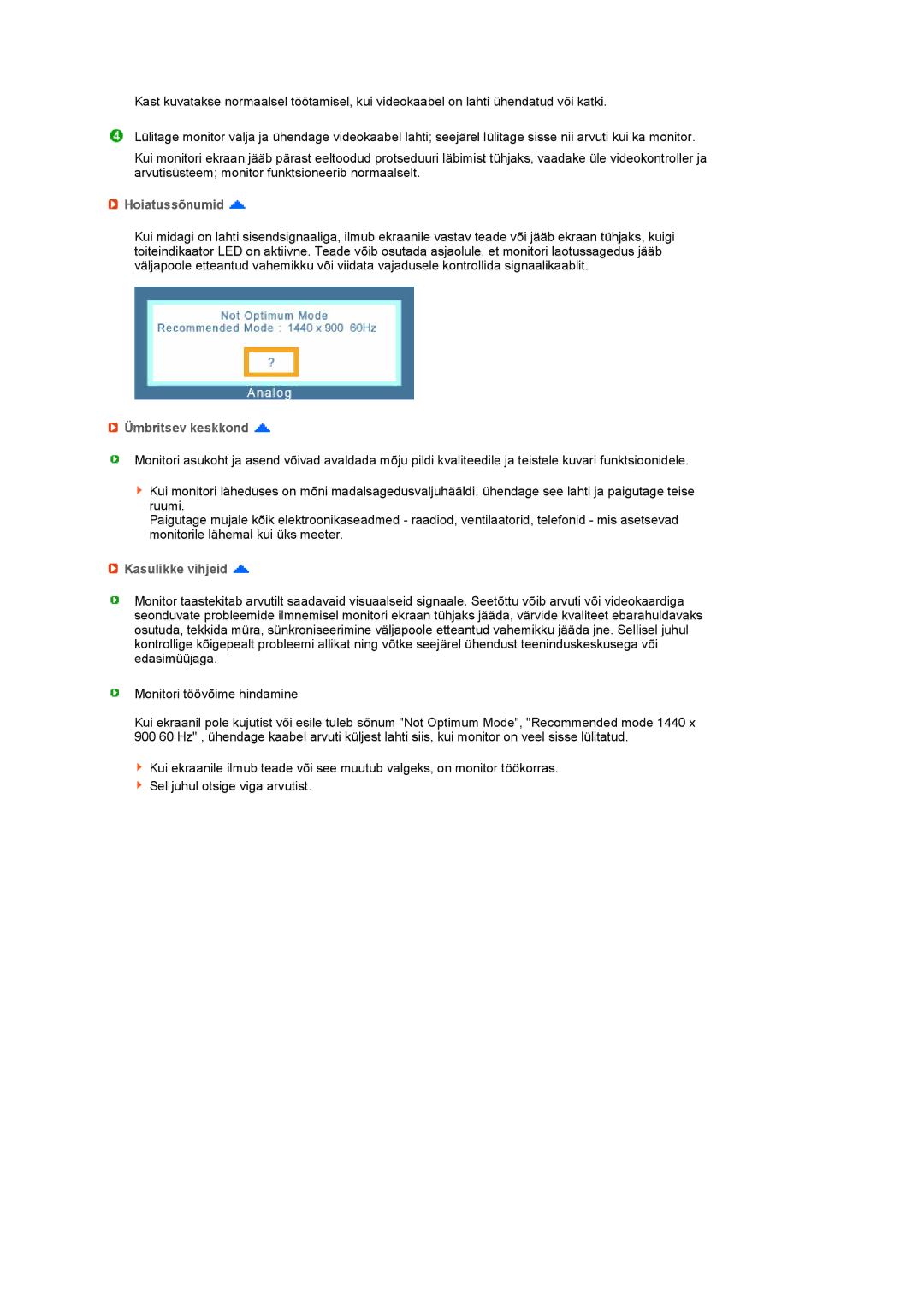 Samsung LS19PEJSFV/EDC manual Hoiatussõnumid, Ümbritsev keskkond, Kasulikke vihjeid 