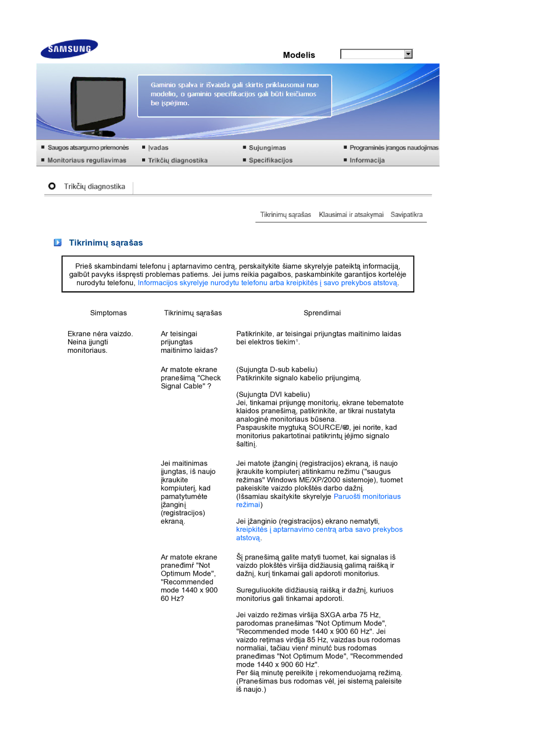 Samsung LS19PEJSFV/EDC manual Tikrinimų sąrašas, Atstovą 